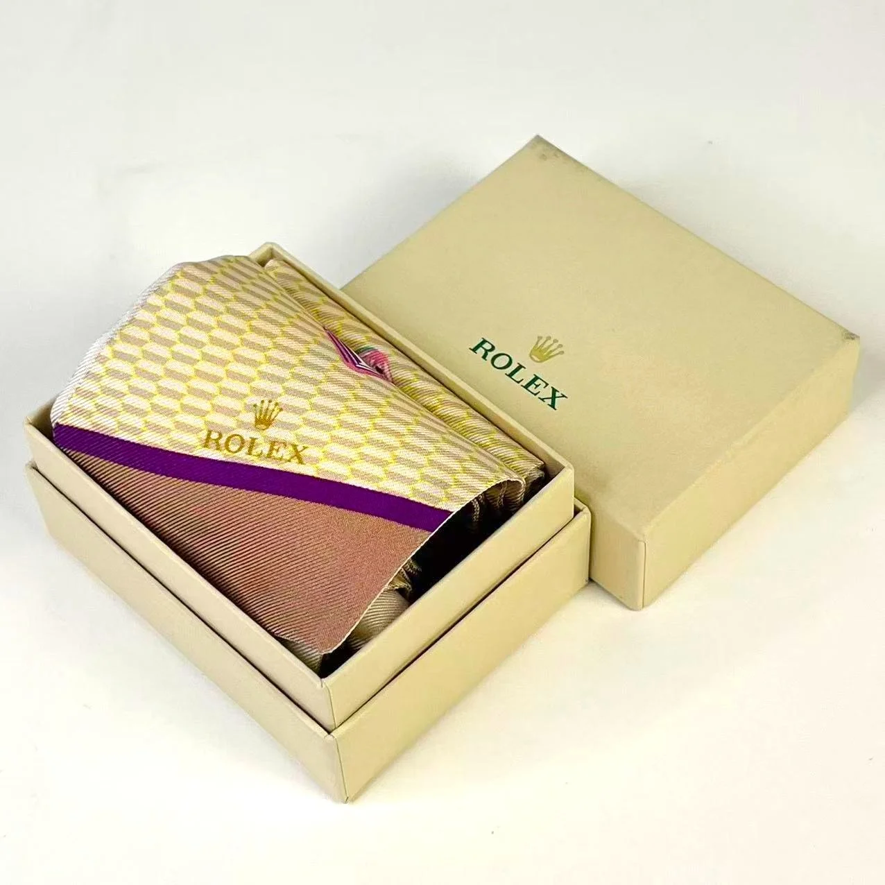 Rolex Crown Multicolor Geometric Silk Pocket Square