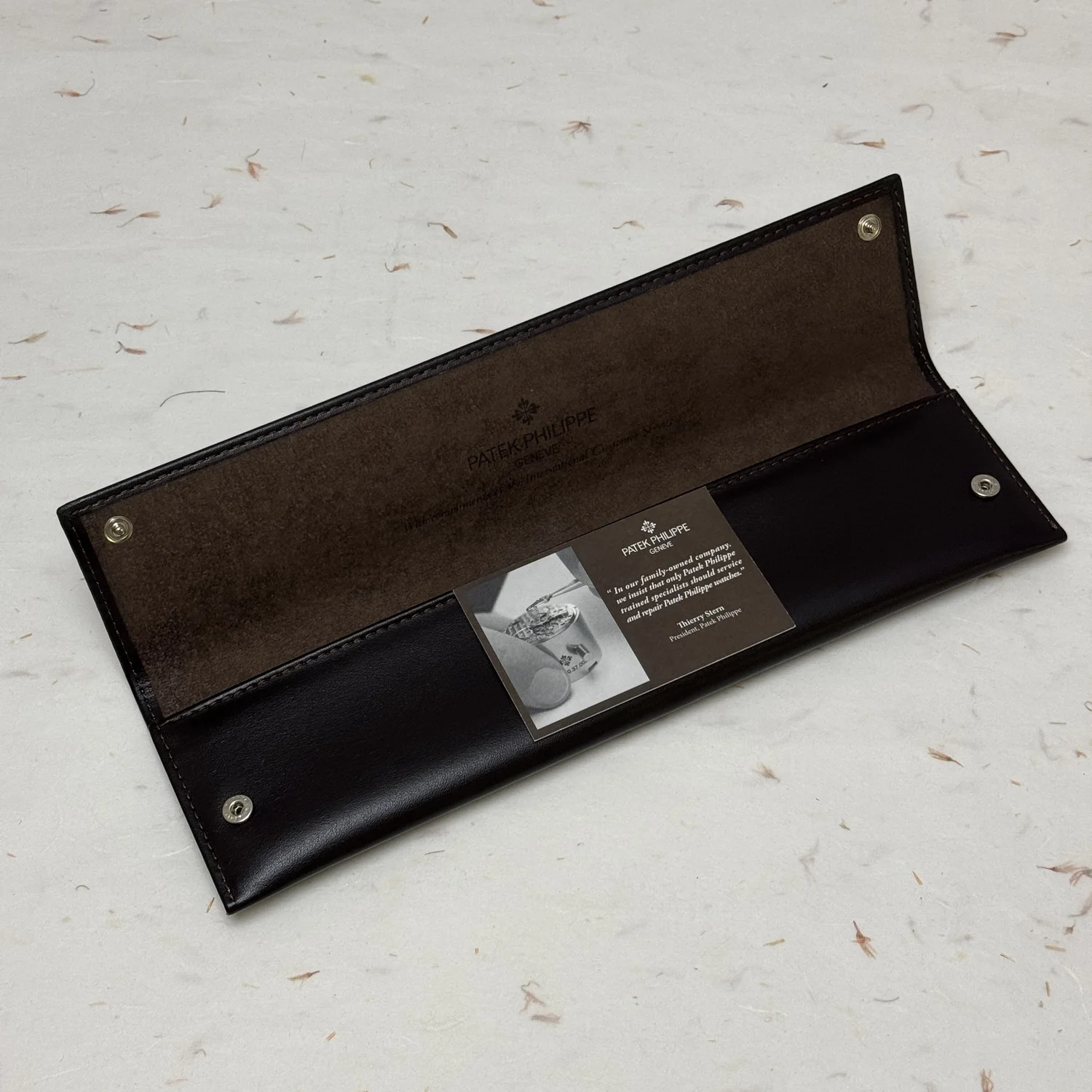 Patek Philippe Black Leather Watch Pouch with Suede Lining