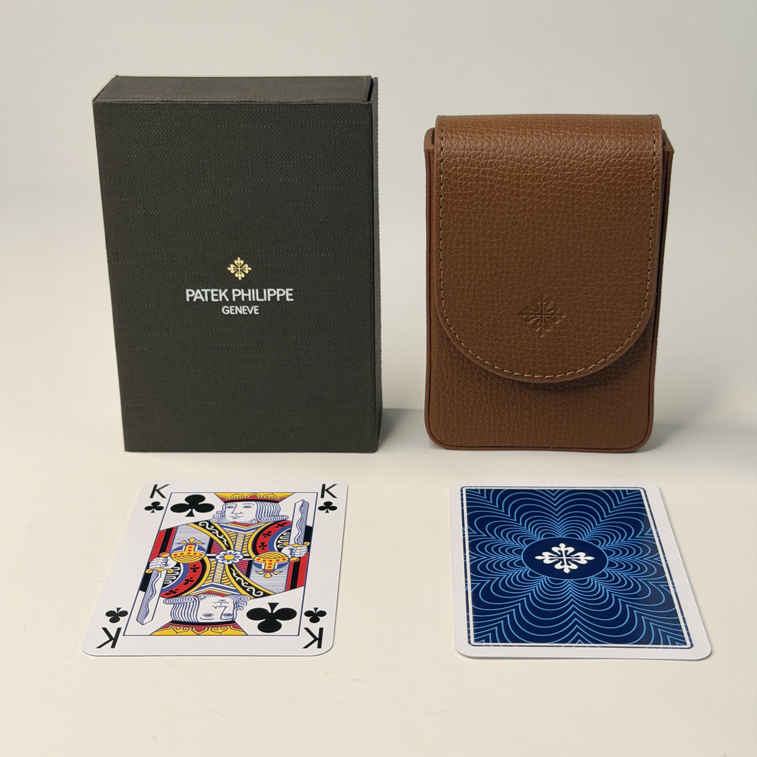 Patek Philippe Cognac Grained Leather Playing Card Case Set