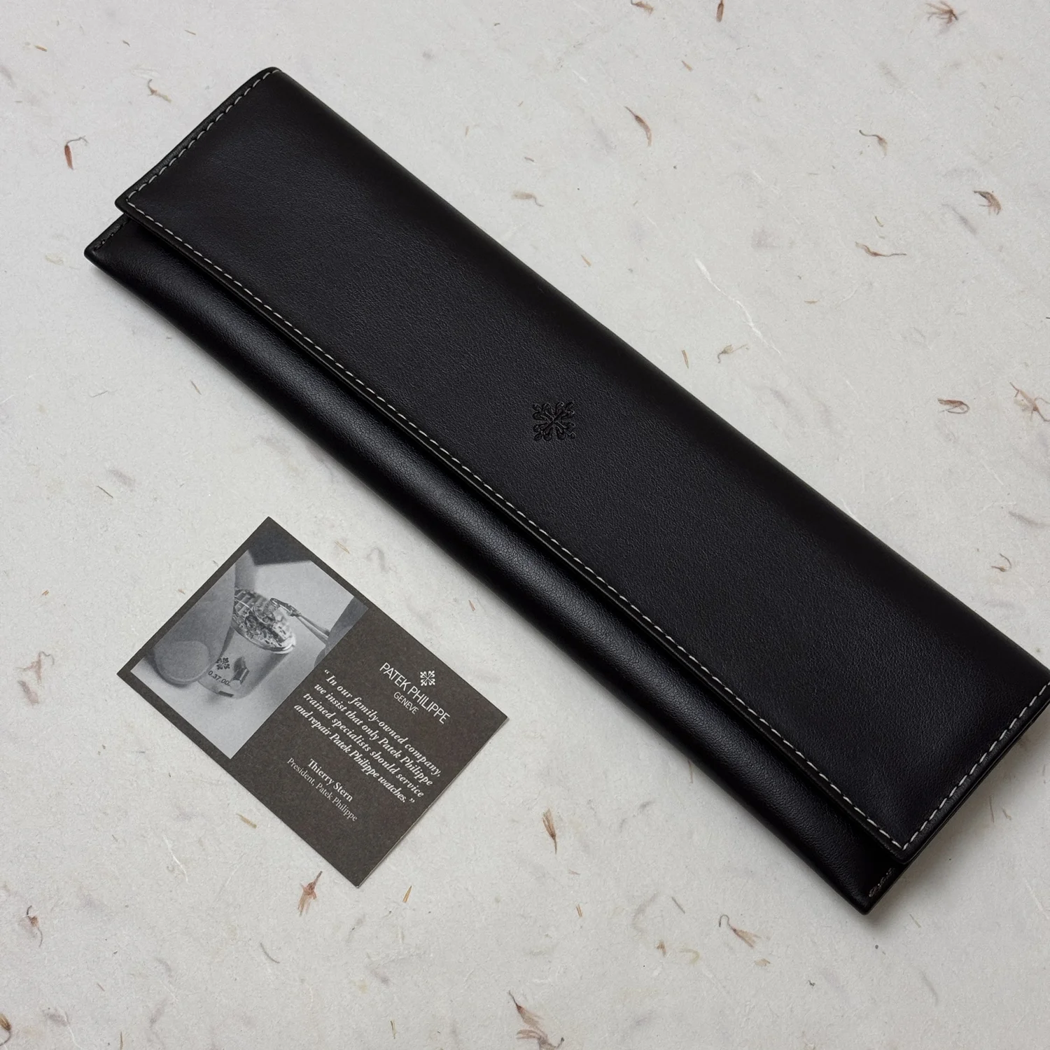 Patek Philippe Black Leather Watch Pouch with Suede Lining