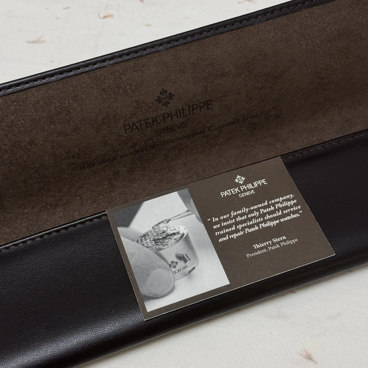 Patek Philippe Black Leather Watch Pouch with Suede Lining