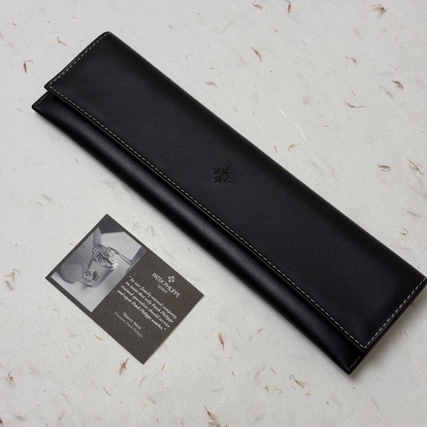 Patek Philippe Black Leather Watch Pouch with Suede Lining