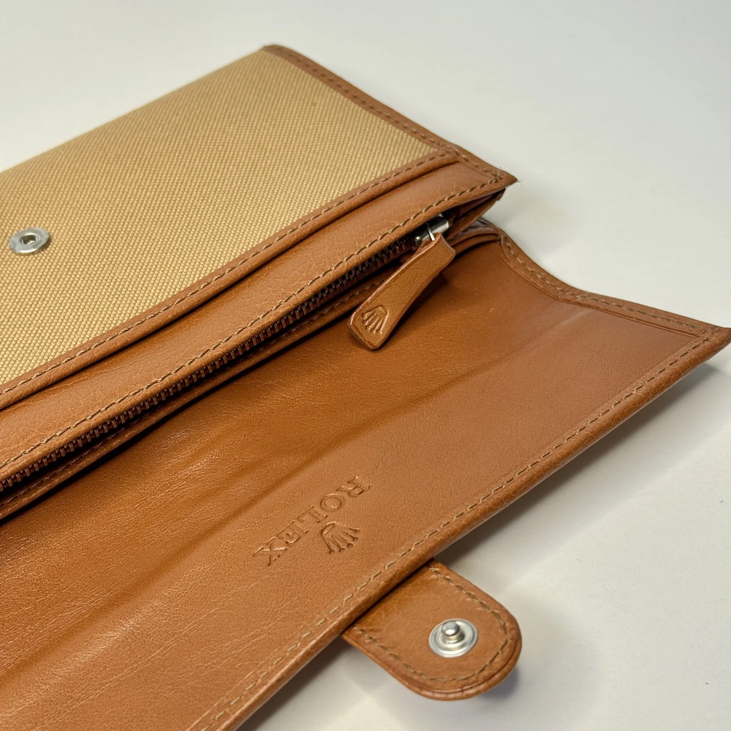 Rolex Canvas & Leather VIP Travel Pouch – Tan Organizer with Box