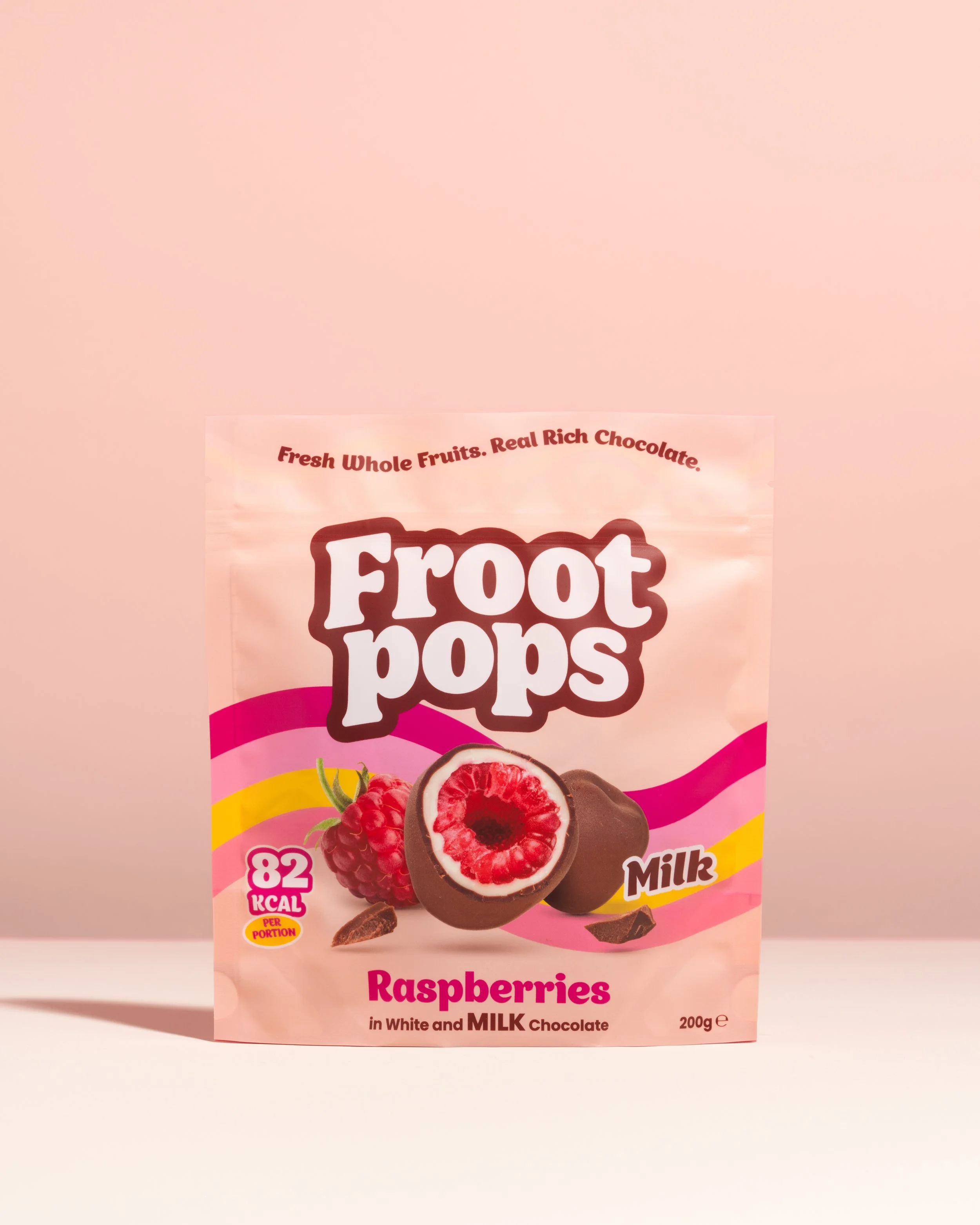 Froot Pops raspberries in milk and white chocolate