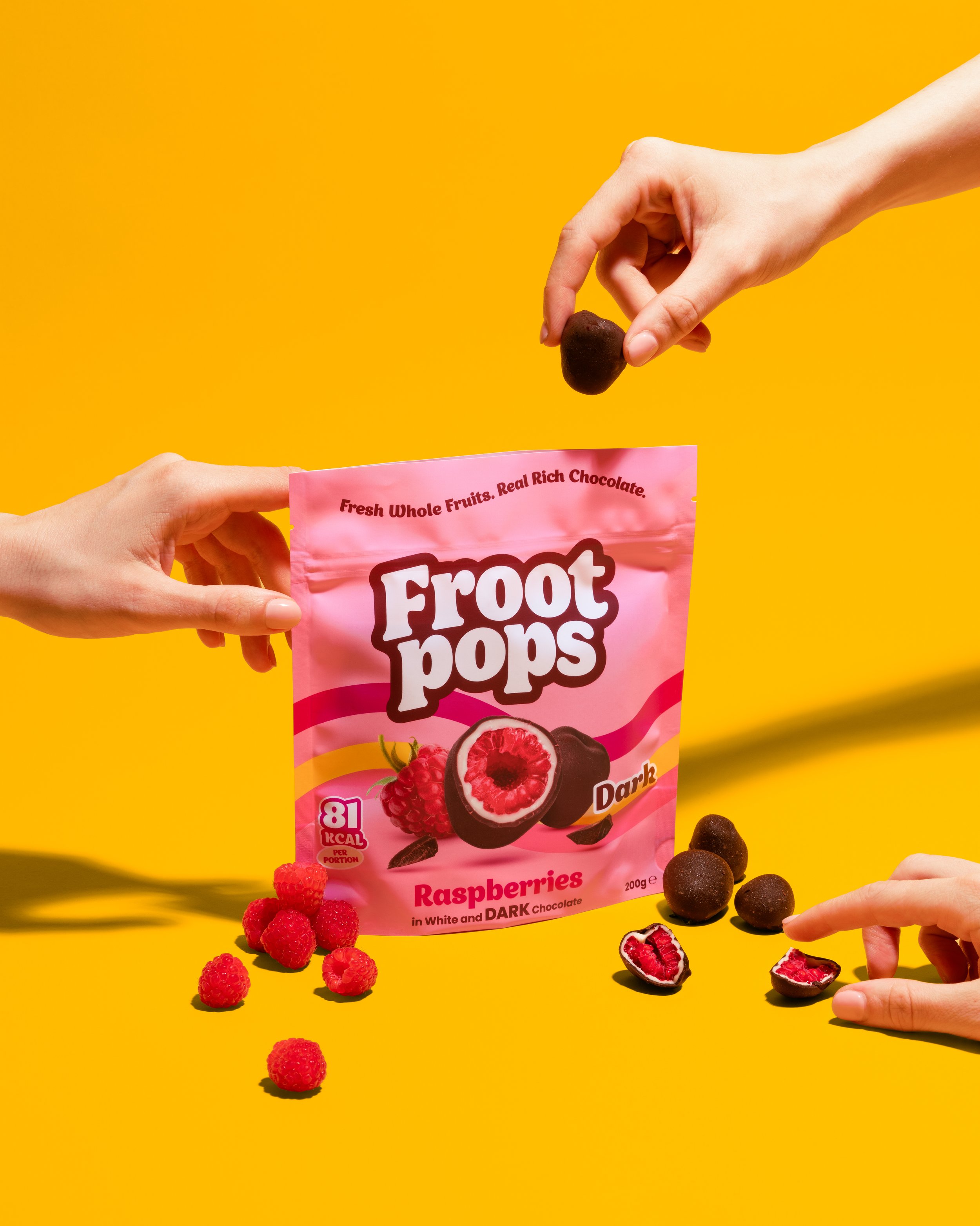 Froot Pops dark chocolate covered raspberries