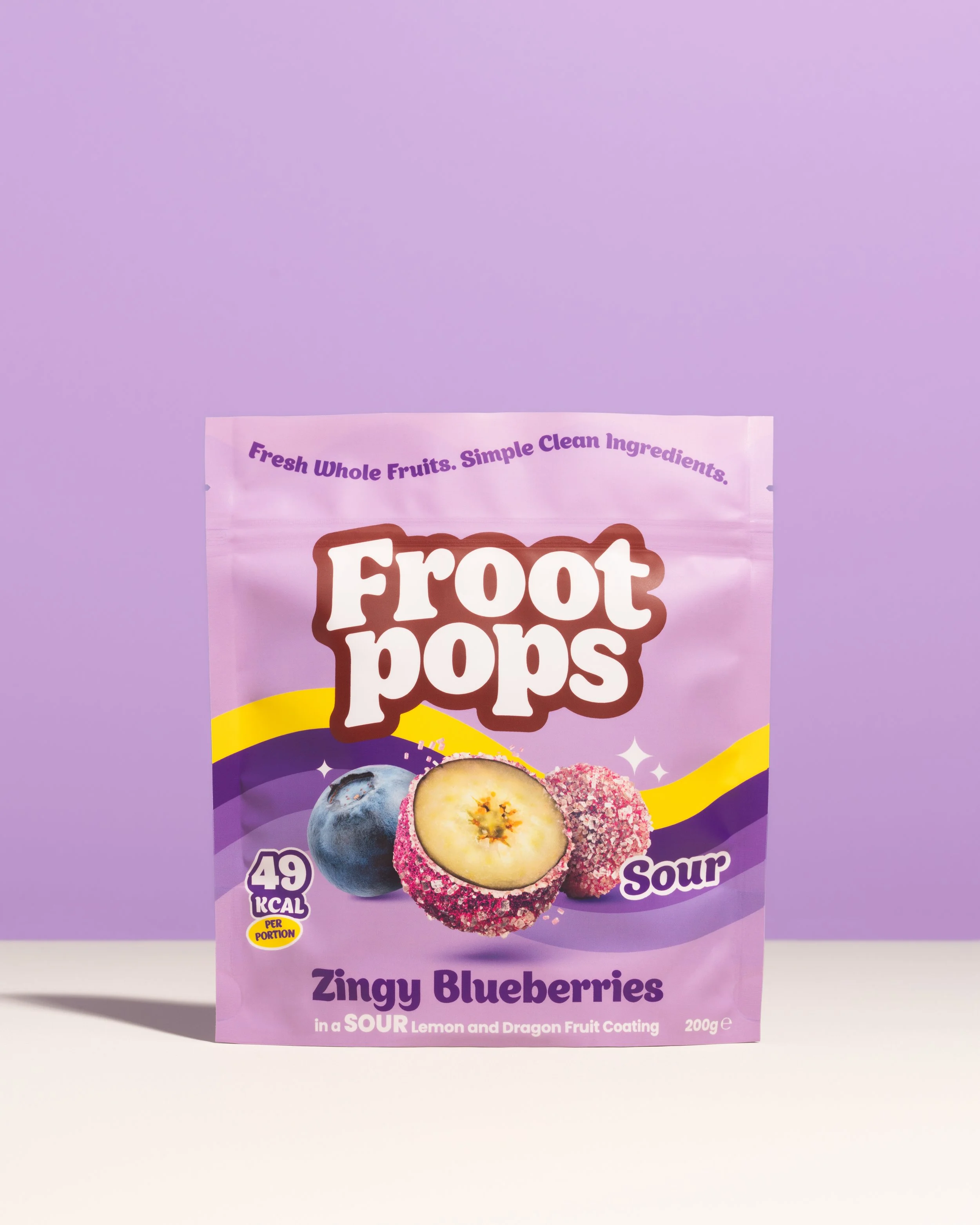 Froot Pops zingy blueberries in a sour lemon and dragon fruit coating