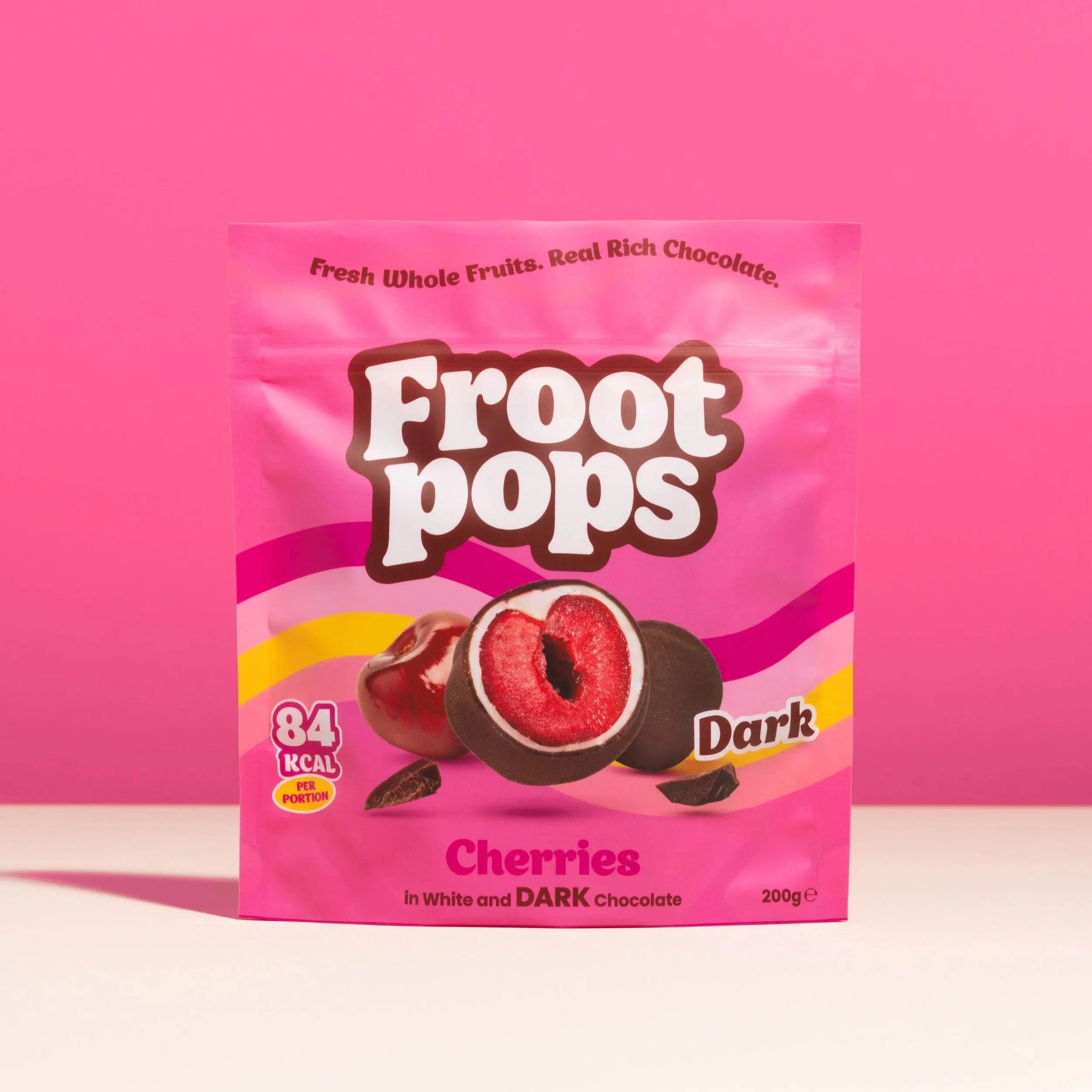 Froot Pops dark and white chocolate covered cherries, 200g pouch
