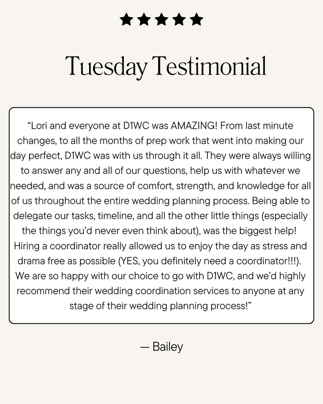 ✨ Tuesday Testimonial ✨
We are so thankful for the kind words from our brides and the honor of being trusted with such a meaningful day. Every wedding is unique, every love story is special, and it is truly a joy to walk alongside our couples through