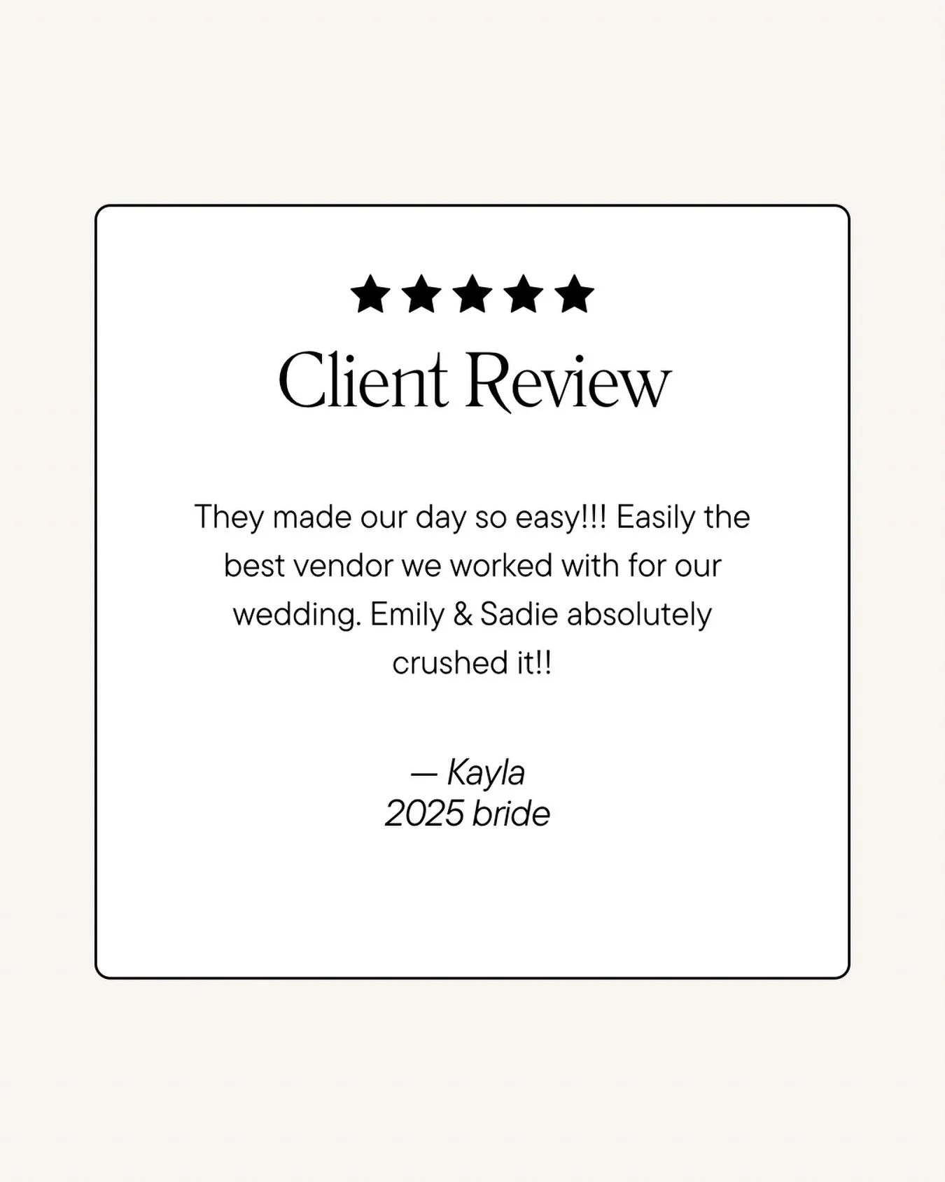 There&rsquo;s nothing better than hearing how supported our couples felt on their wedding day ✨