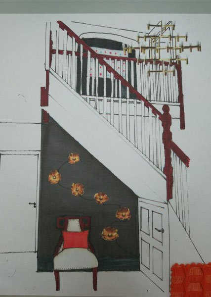 interior-design-sketch-drawing-staircase-hallway