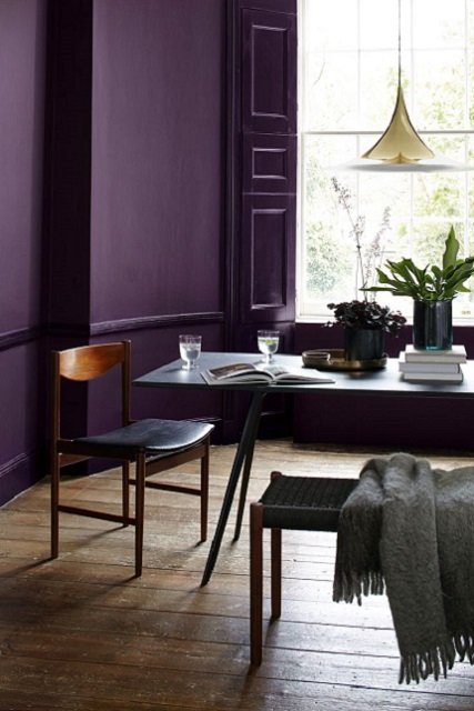 violet-plum-purple-wall-panelling-dining-room