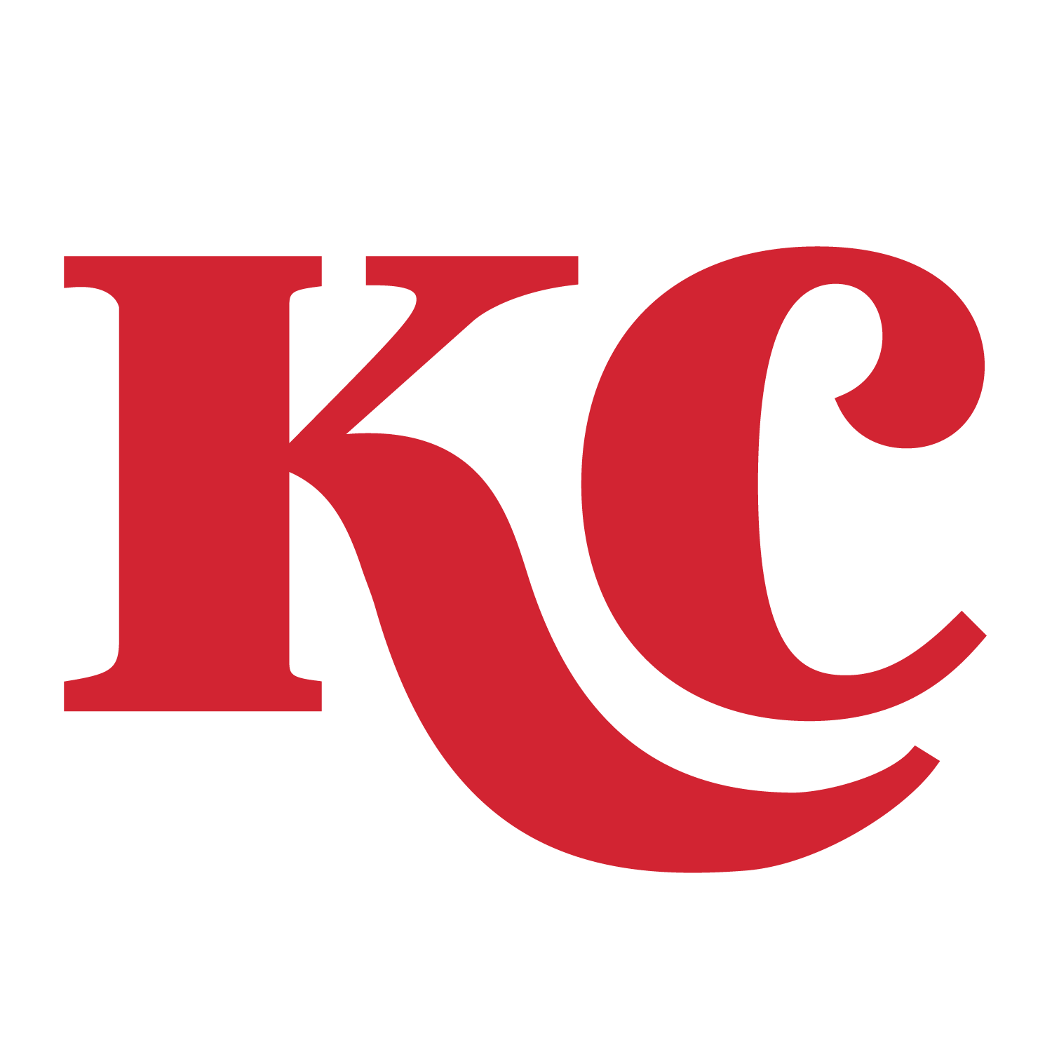 Close-up of a black background with the large red letters "KC" Kansas City Magazine Logo