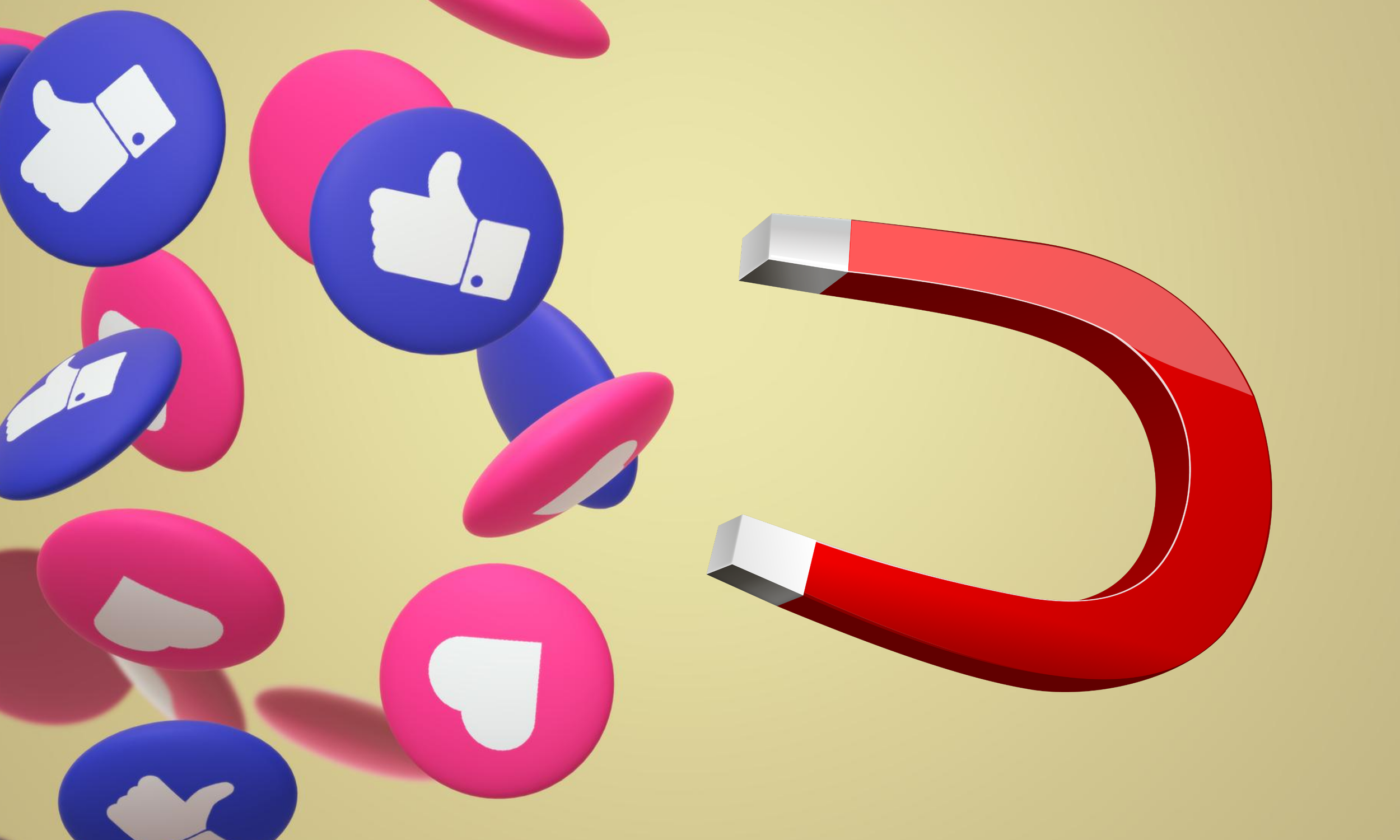 Social media reaction icons attracted by a magnet symbolizing emotional triggers, trauma responses, and healing insights from an IFS Therapist