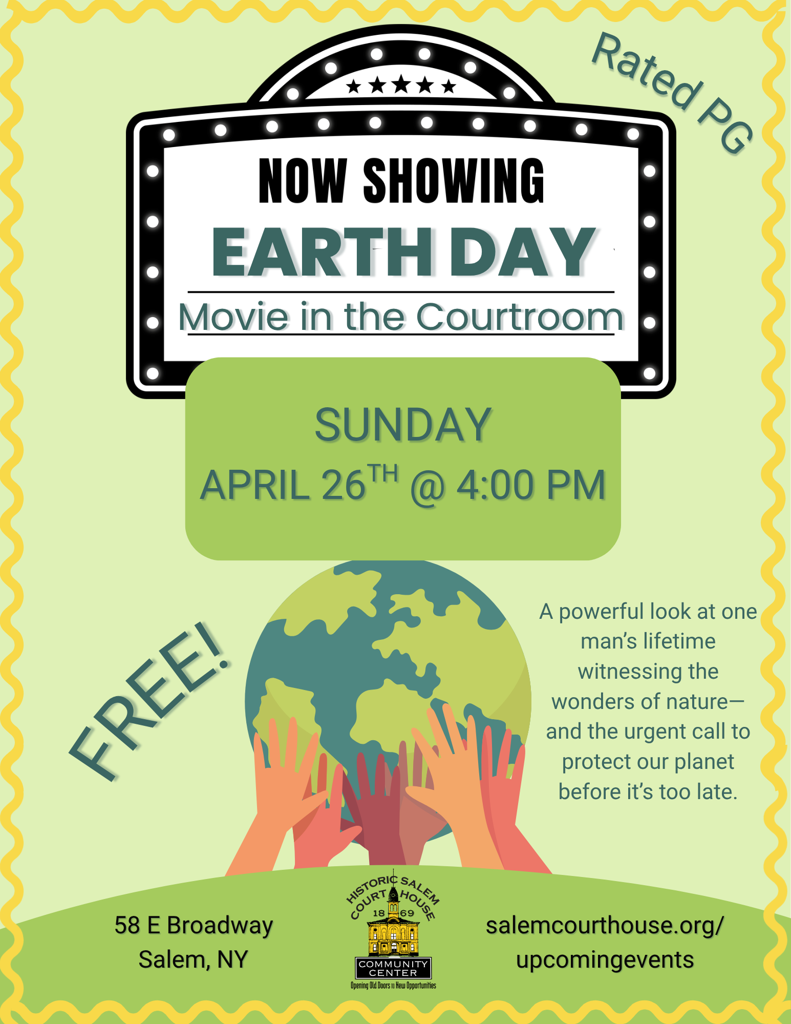 Earth Day Program- Movie in the Historic Courtroom