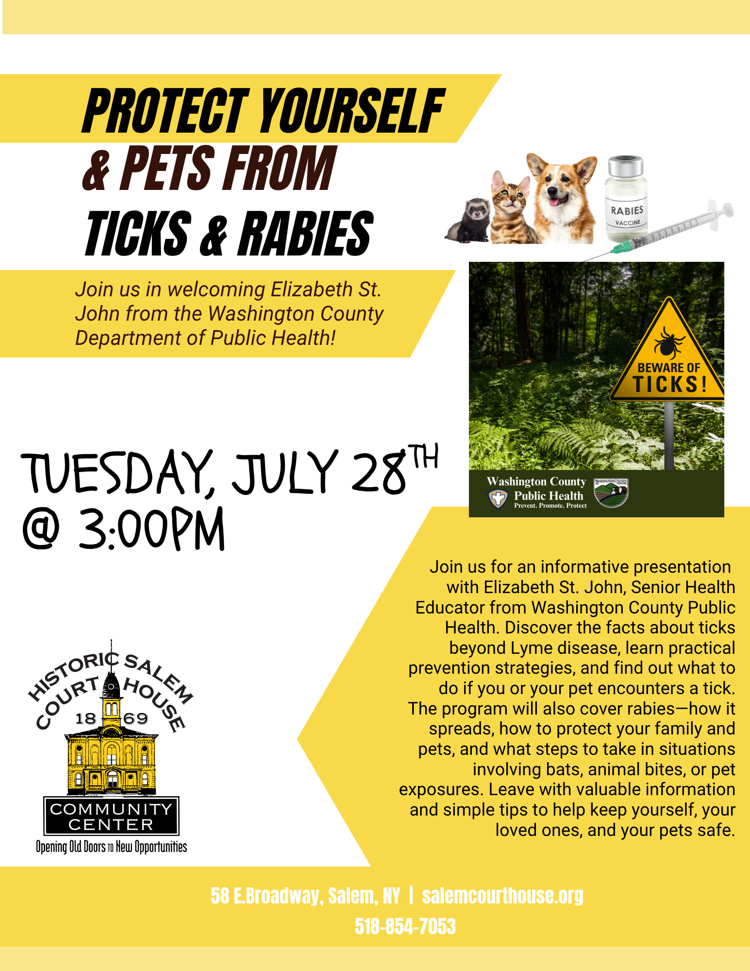 Protect Yourself & Pets from Rabies & Ticks w/Washington County Dept. of Public Health
