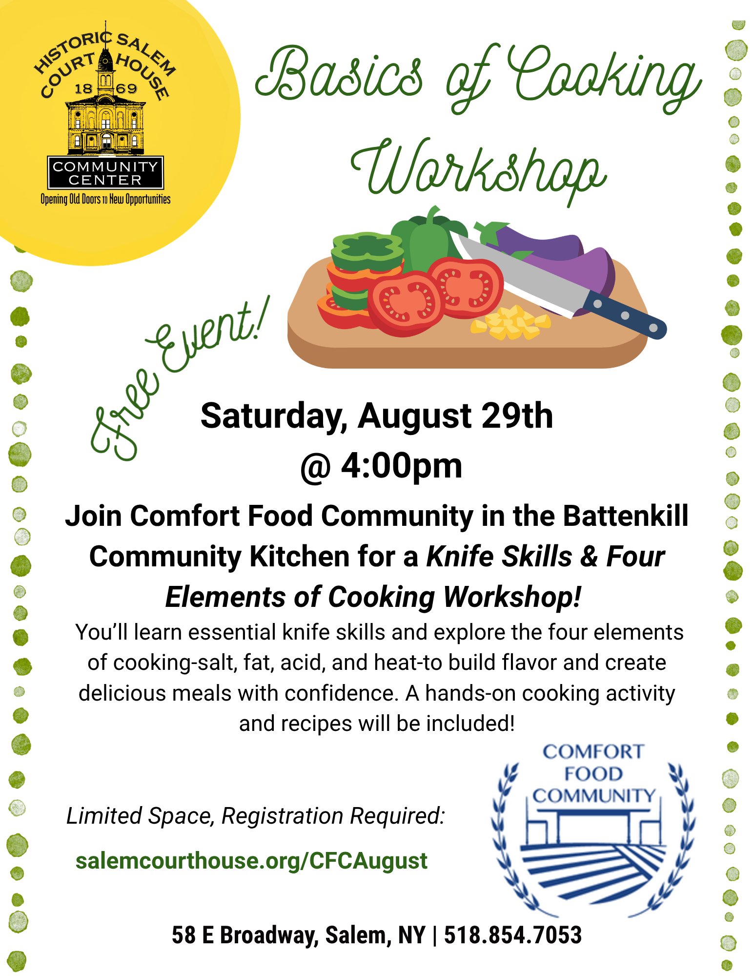 Workshop: Basics of Cooking: Intro to Knife Skills & Four Elements of Cooking
