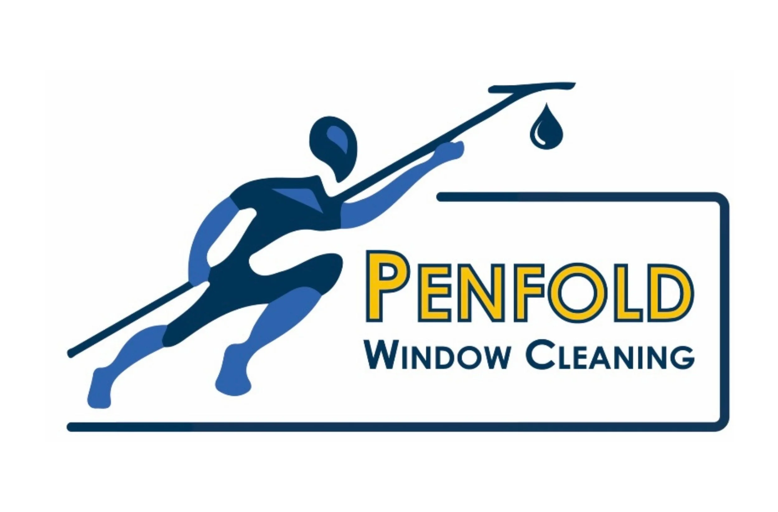 Logo for Penfold Window Cleaning featuring a stylized mountain climber reaching upward with a drop of water, accompanied by the text 'Penfold Window Cleaning'.