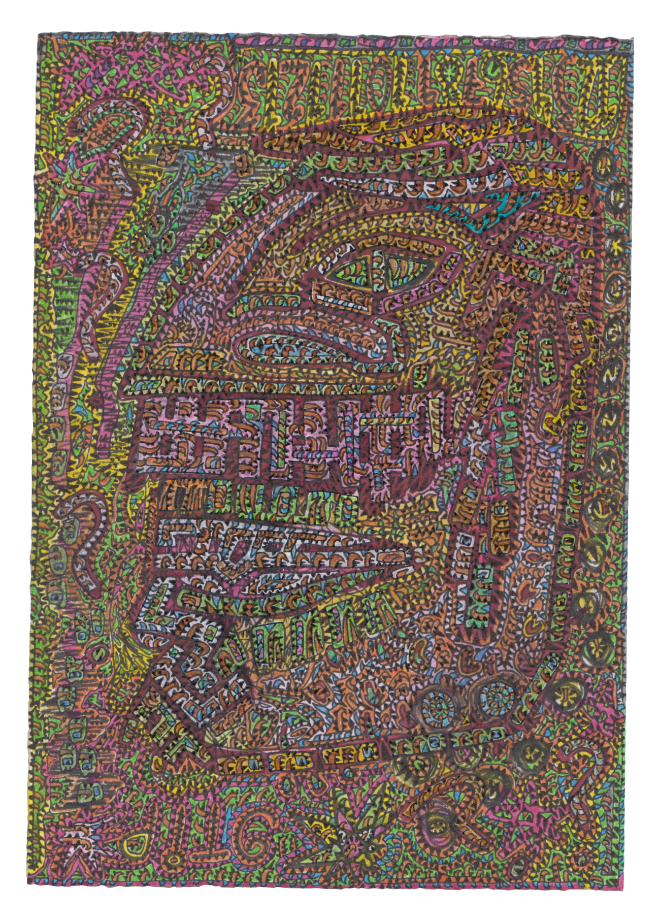  
JANUS II — FRONT 
Pigment ink and acrylic on acid-free paper, 10.5 × 14.8 cm 
2025 — 7000 NOK
 
