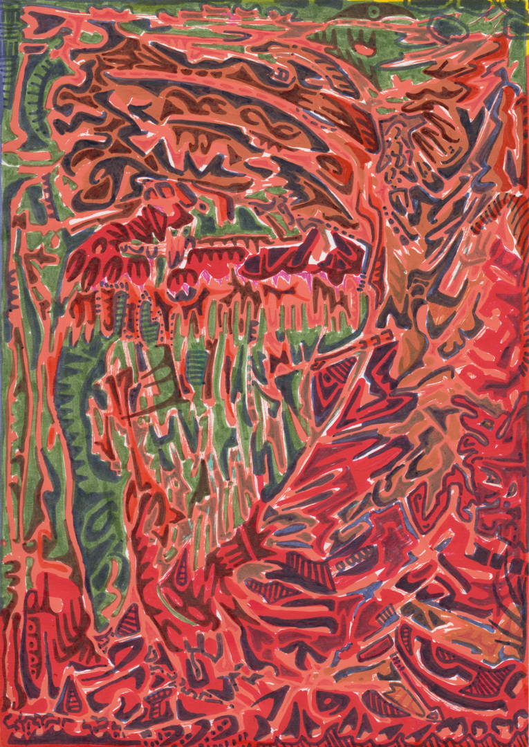  EMERGENCE 2  
Acrylic and pigment ink pens on acid-free paper, A4 
7000 NOK 