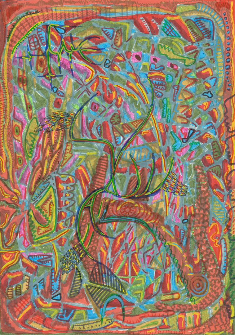  EMERGENCE 6  
Acrylic and pigment ink pens on acid-free paper, A4 
7000 NOK 