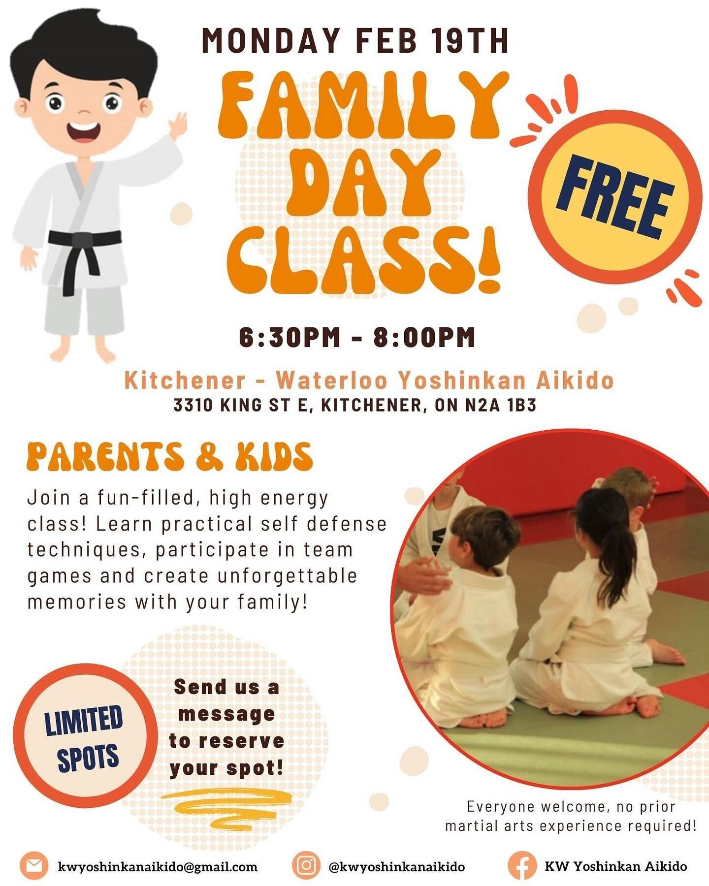 👨&zwj;👩&zwj;👧&zwj;👦 Ready for a family adventure? Dive into a world of fun and self defence with our FREE Family Day Martial Arts Class! 🥷🌟 

Join us for a day of learning and bonding through the power of aikido. No experience needed &ndash; ju