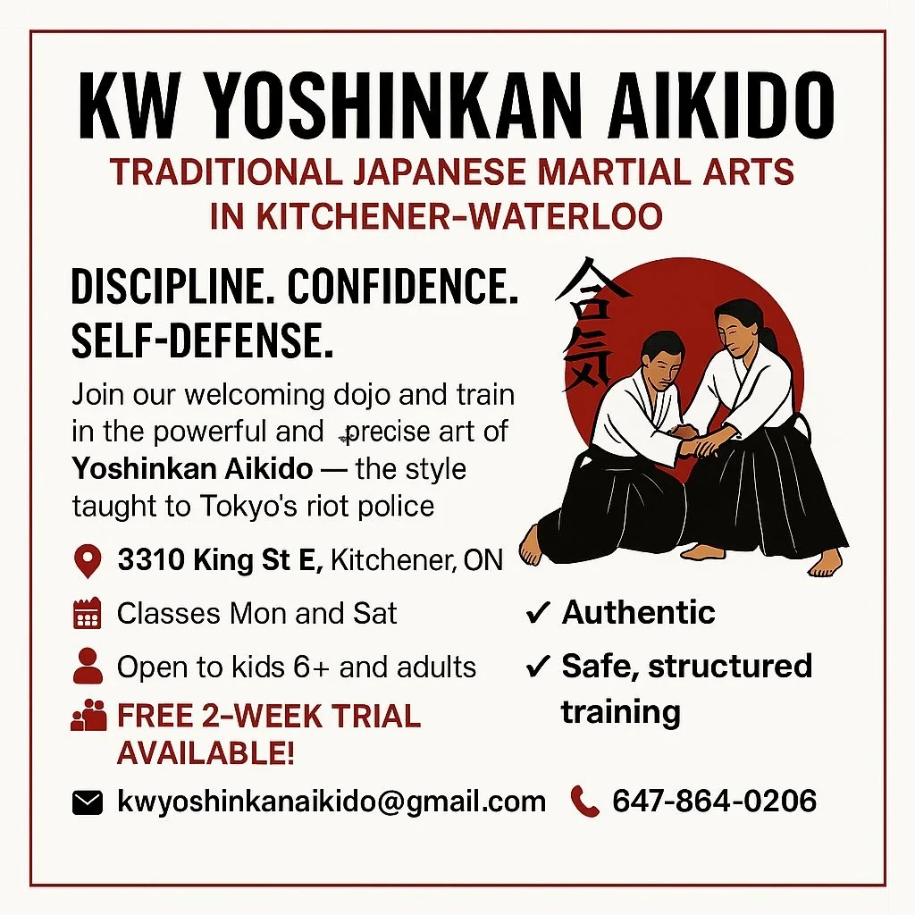 Ever thought about learning a martial art? Yoshinkan Aikido offers students a structured teaching environment to learn principles of defense, building your self-discipline and perseverance! This autumn is the best time to start. Our dojo is offering 