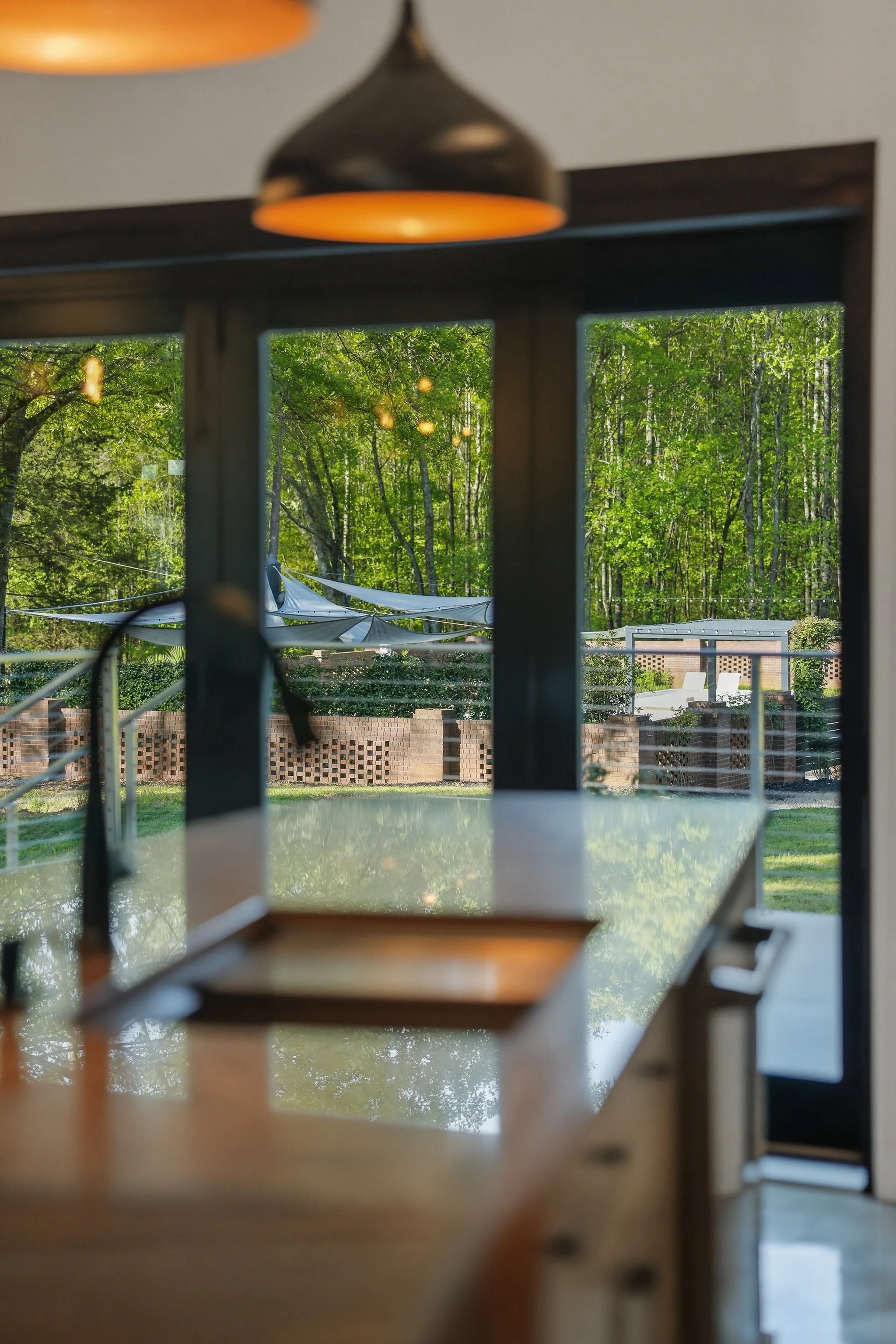 Soothing views of the pool from the kitchen