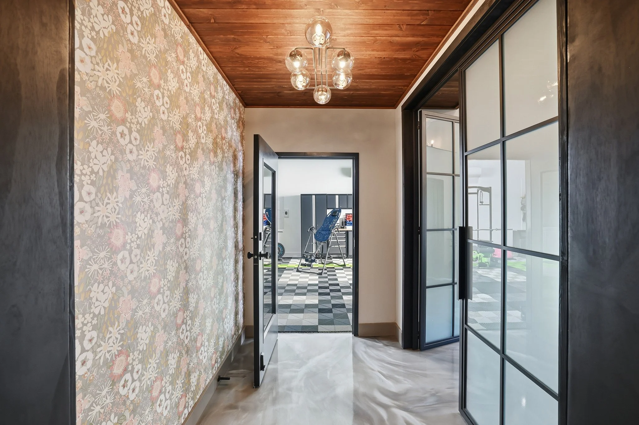 Curated wallpapers insert a bit of playfulness in key transition areas 