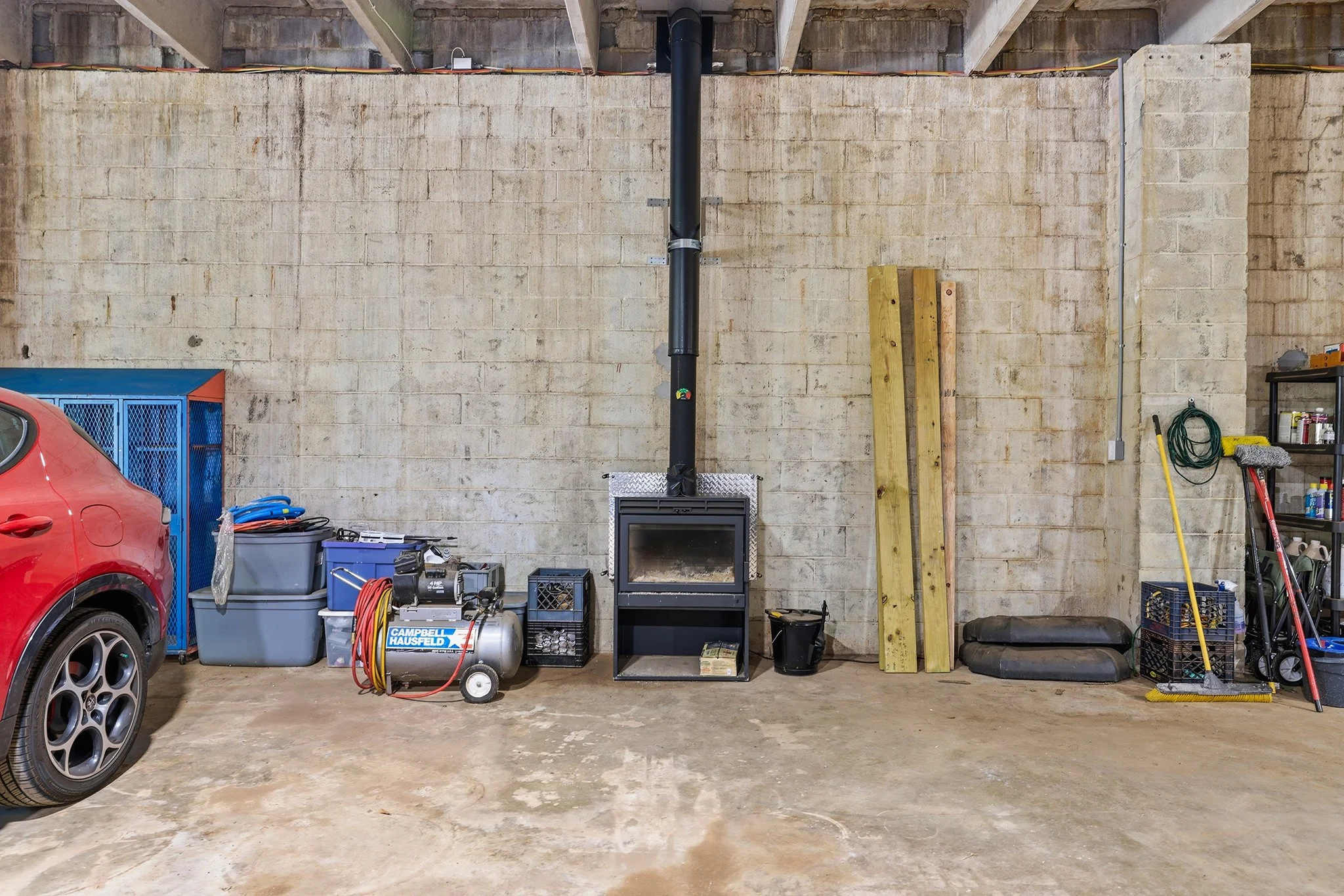 The sleek modern Novo wood stove provides welcome warmth on chilly days