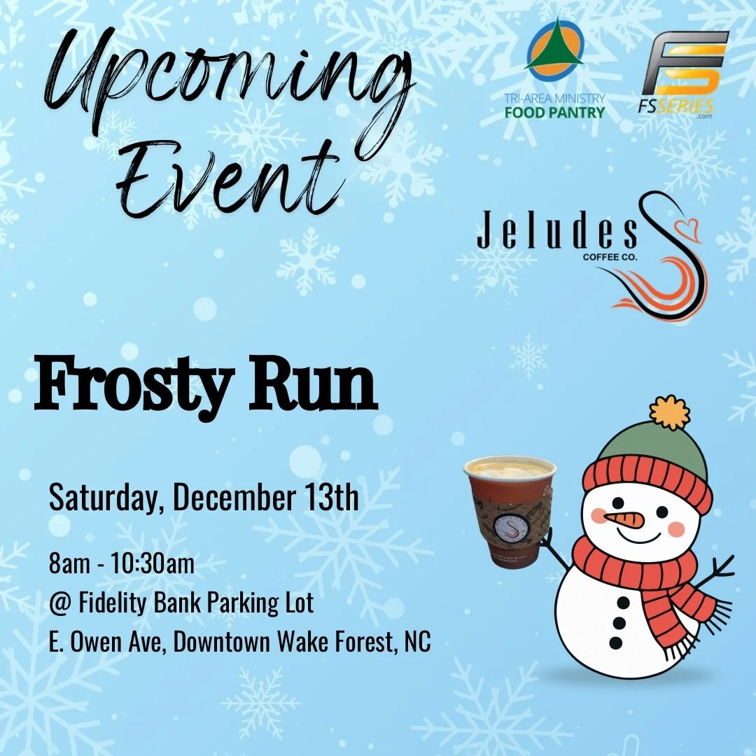 ❄️🏃&zwj;♂️🏃&zwj;♀️ Frosty Run this Saturday! ☕️✨
Join us bright and early on Saturday, December 13th at 8AM to cheer on the amazing runners taking on the 5K and 10K Frosty Run! 🎉

Fuel your morning with a hot, delicious cup of Jeludes Coffee as yo