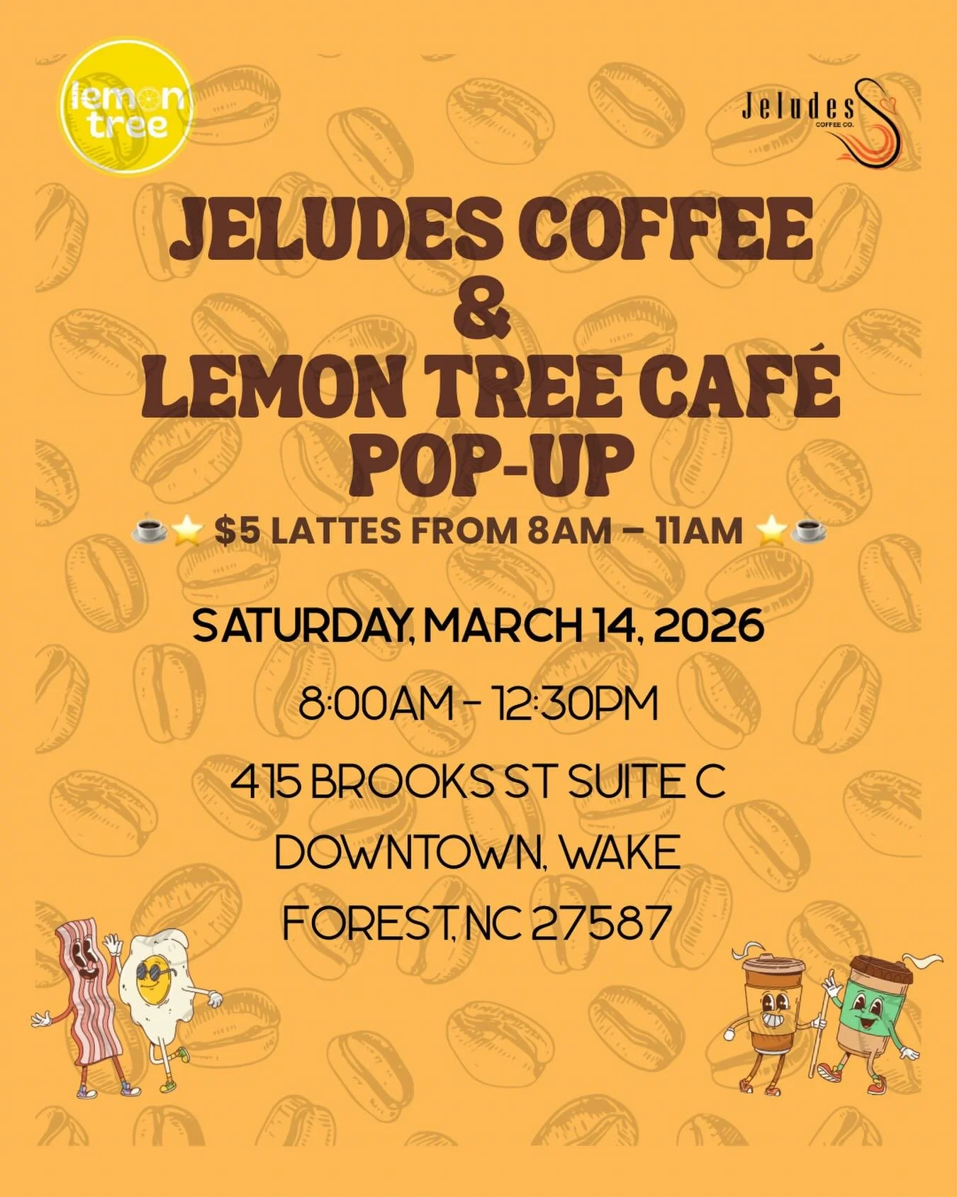 ‼️ COFFEE LOVERS ‼️ your breakfast latte is $5 this Saturday. ☕ swan

Jeludes Coffee is teaming up with 🍋Lemon Tree Caf&eacute; for a special pop-up featuring freshly roasted specialty coffee, roasted specifically for each market we serve. 

As a ve
