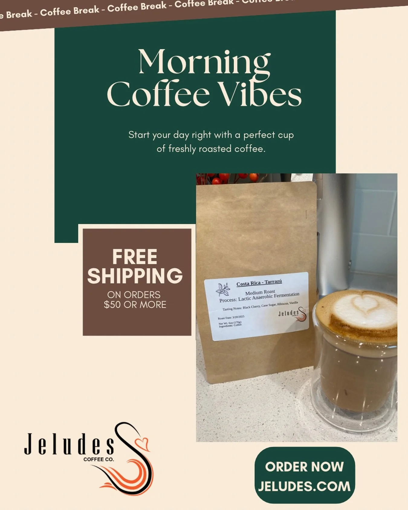 Start your day the right way with a cup that&rsquo;s worth waking up for. ☀️✨

At Jeludes Coffee Company, we believe that good coffee always starts with good beans. Freshly roasted, specialty-grade beans elevate your morning from ordinary to unforget