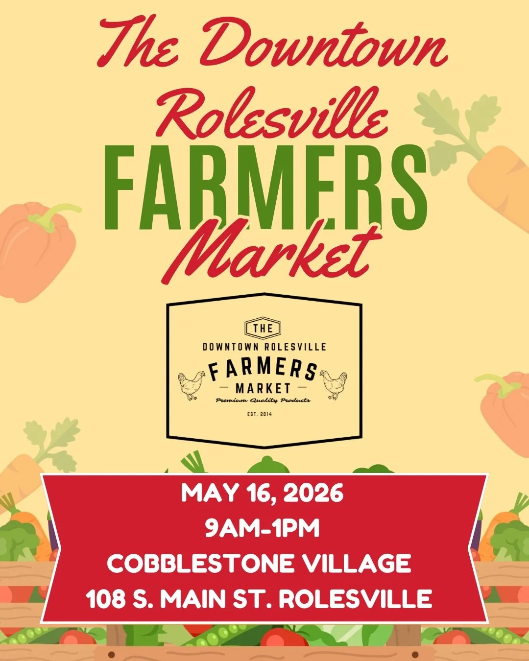 ✨ Upcoming Events ✨
Come hang out with us this Saturday for two fun community events! ☕️🎉
Start your morning with us at the Downtown Rolesville Farmers Market at Cobblestone Village from 9am&ndash;1pm 🌿🛍️
Shop local vendors 🧺, explore new stores 