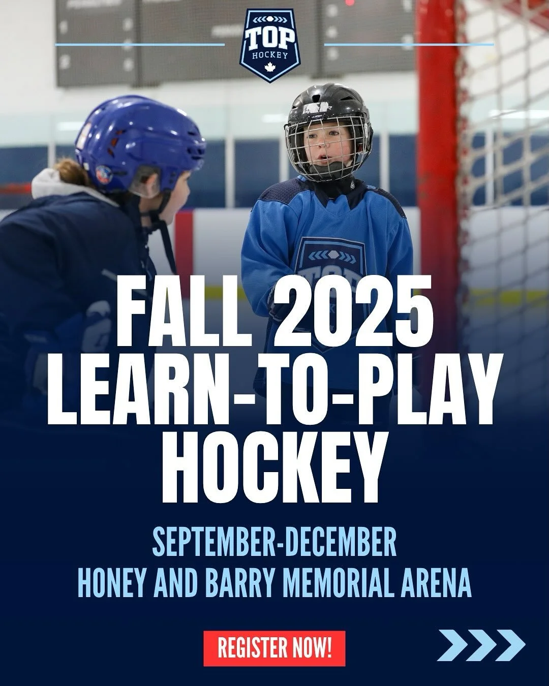 🏒Learn-to-Play Hockey is back in September!🏒

Our Program Features:

😀A Fun and Positive Environment 
🏒Skill Development through Game Based Stations
🥅Professional and Dedicated Coaches 
🏟️All taking place at the Brand New Honey and Barry Memori