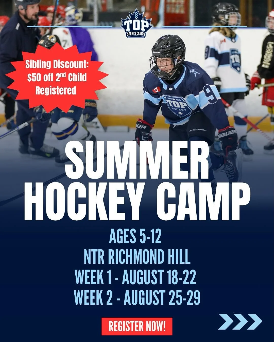 🥅Summer Hockey Camp @NTR is less than 2 Weeks Away!

Our Program Features:
🏒2.5 Hours of on-ice skill development per day
⚽️🥍 Multi-Sport Programming with Soccer and Lacrosse off ice 
😀Professional and Friendly Coaches

🚨We are now offering a Si