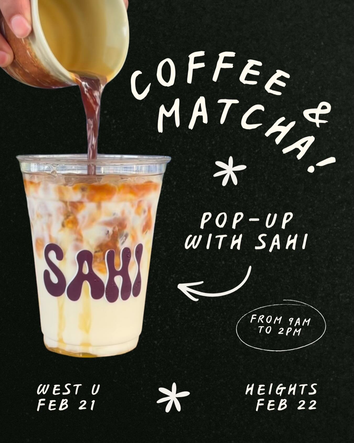 We&rsquo;re hosting a Coffee Matcha Pop-Up with @sahispecialty at both Plank to Pike locations!! 

🔥 West U &mdash; Feb 21

🔥 Heights &mdash; Feb 22

⏰ 9AM&ndash;2PM

Come take class, stay for an iced latte (or matcha moment), and hang with us. Bri