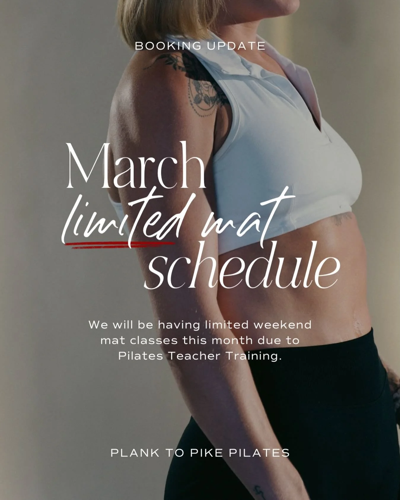 Quick March update: our weekend mat schedule @ WEST U will be slightly limited this month while we host Pilates Teacher Training in-studio. We&rsquo;re excited to be growing and investing in the next generation of instructors, but it does mean fewer 