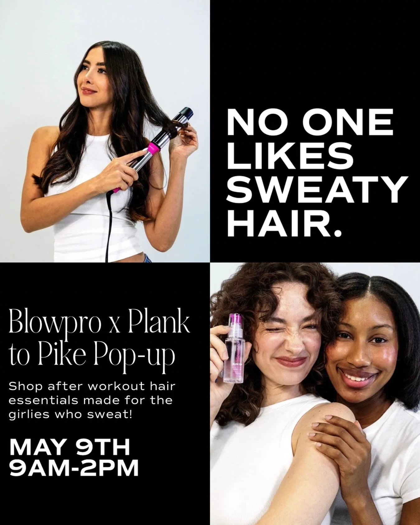 Duhhhhh hot girls sweat, but we got places to be 🏃&zwj;♀️

@blowprohair is coming to West U May 9 (9&ndash;2) with everything you need for post-class hair!! No more &ldquo;guess I better throw this in a slick back&rdquo; ❤️ See you there!!
