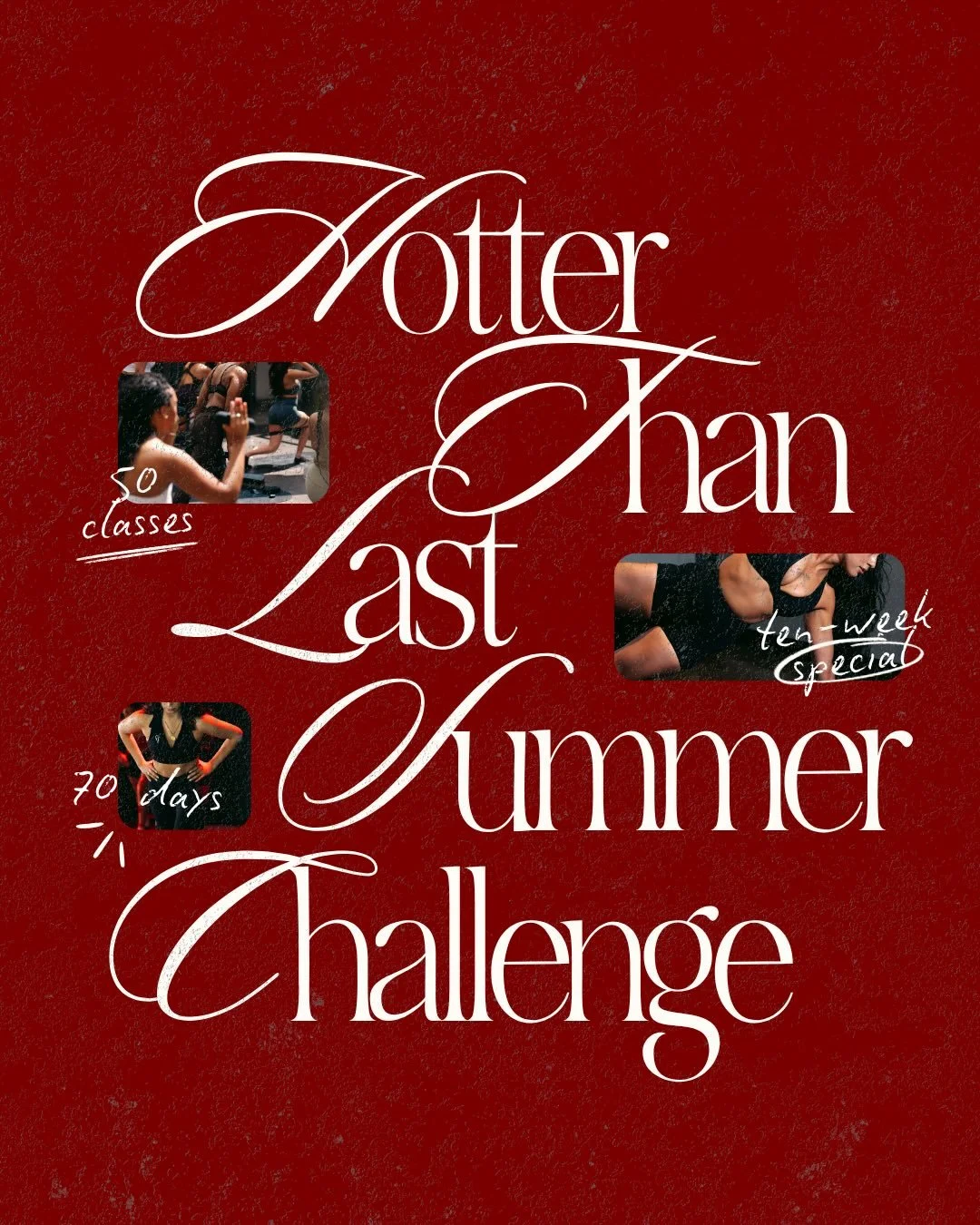 HOTTER THAN LAST SUMMER ❤️&zwj;🔥

50 classes. 70 days. One very toned summer ahead of youuuu 🔥 Our Hotter Than Last Summer Challenge kicks off June 1st!! Reformers, mat classes, sweaty selfies, sore abs, stronger bodies, all of it.

Complete all 50