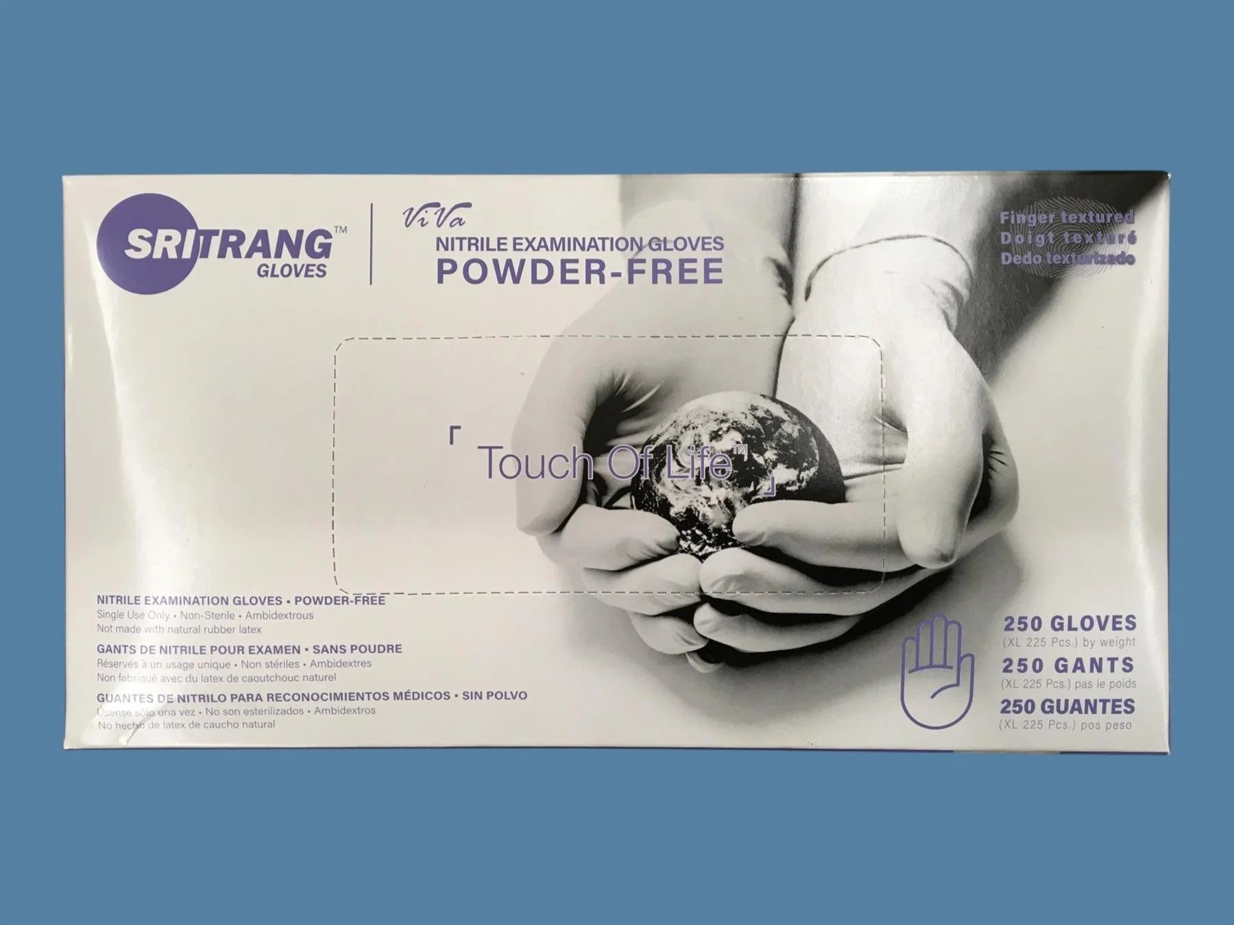 [Box of 250] Sri Trang ViVa Nitrile Examination Gloves, Size M, Powder-Free