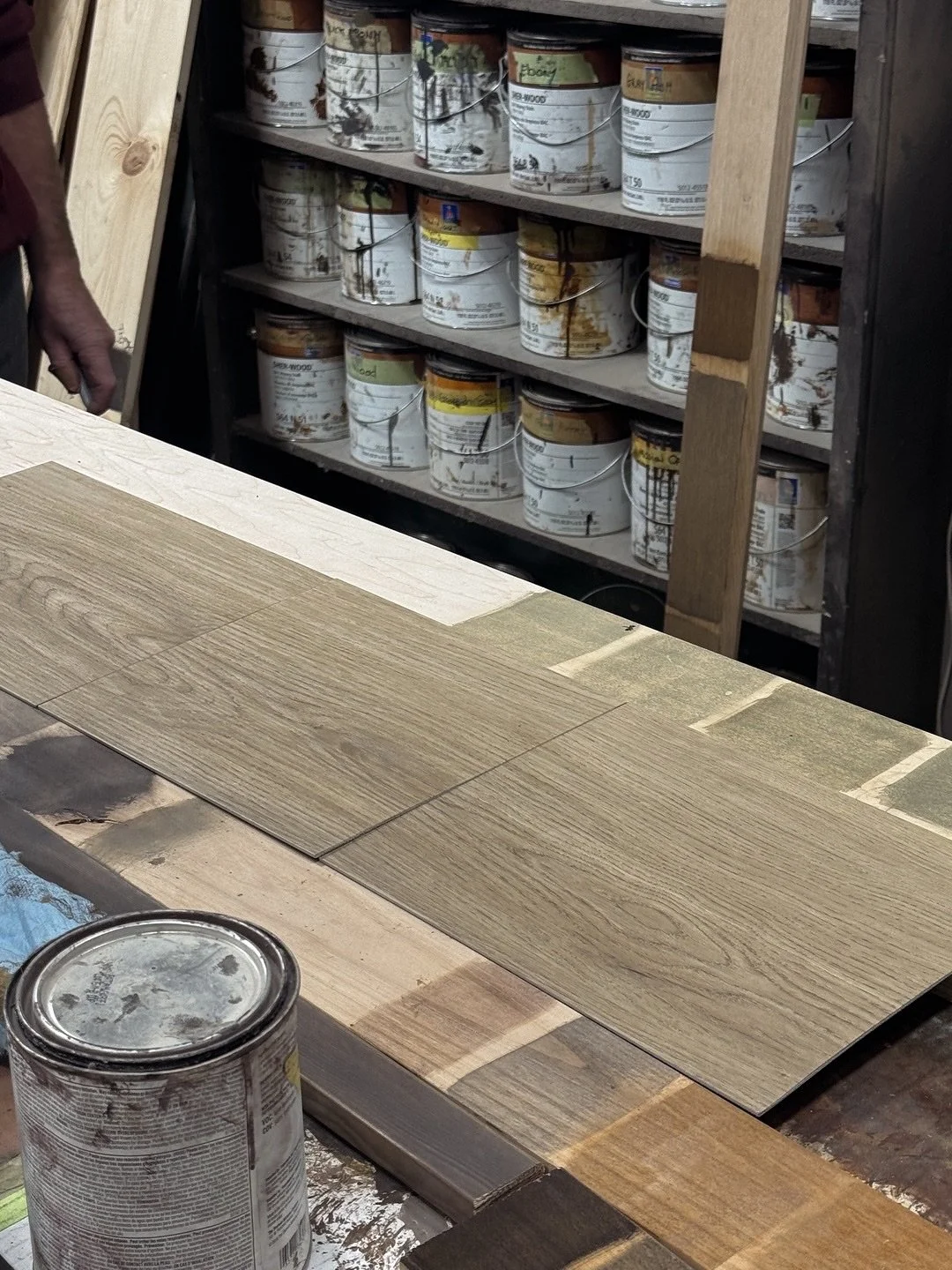 A little peek behind the scenes at what life in the Hannesson Home office really looks like &mdash; paint decks spread out, cabinet samples everywhere, walking through new projects, and our favorite furry &ldquo;assistant&rdquo; keeping morale high.