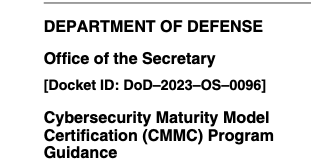 Federal Register CMMC Program Guidance