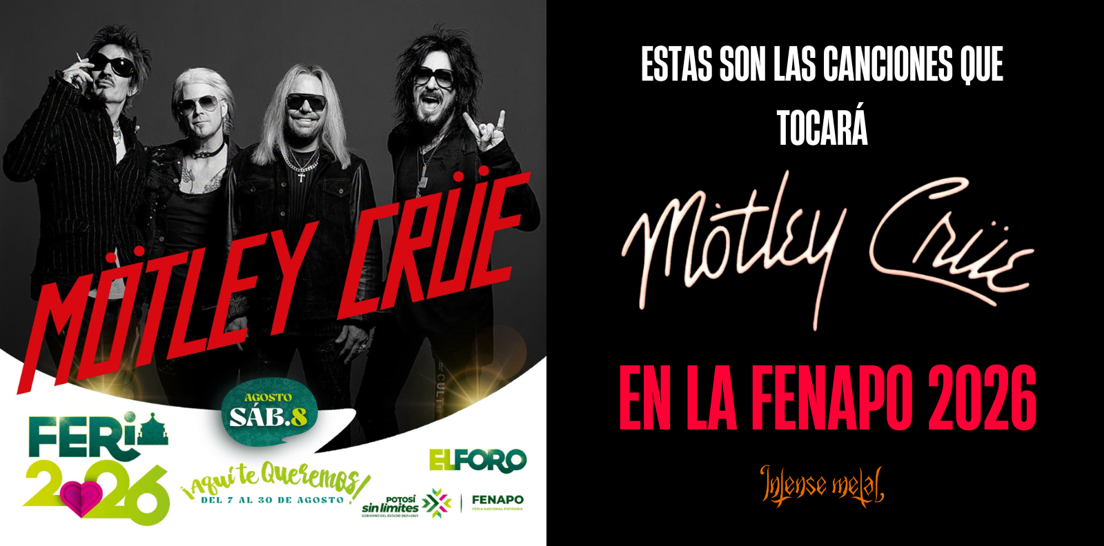 Mötley Crüe en San Luis Potosí: Este es el brutal setlist que podríamos escuchar en la FENAPO 2026