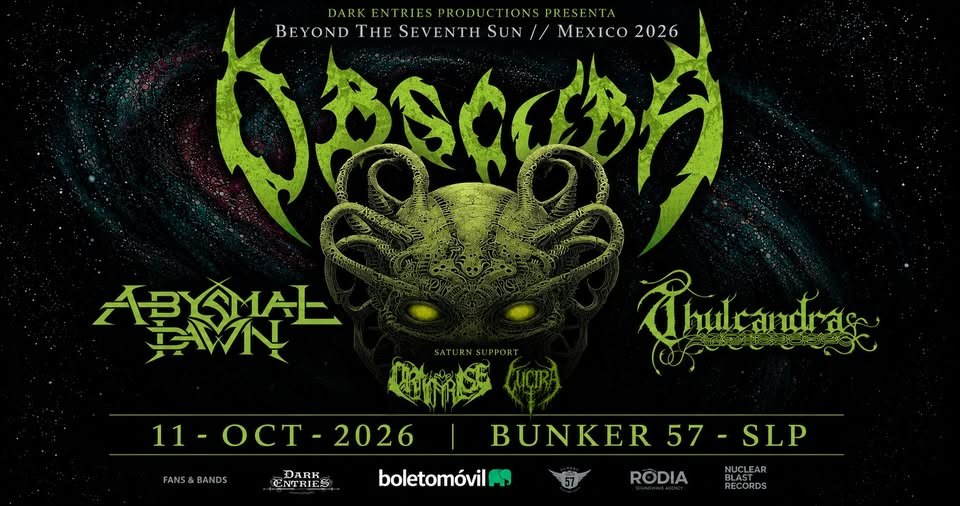 Obscura en San Luis Potosí: Metal técnico de alto nivel con el "Beyond The Seventh Sun Tour"
