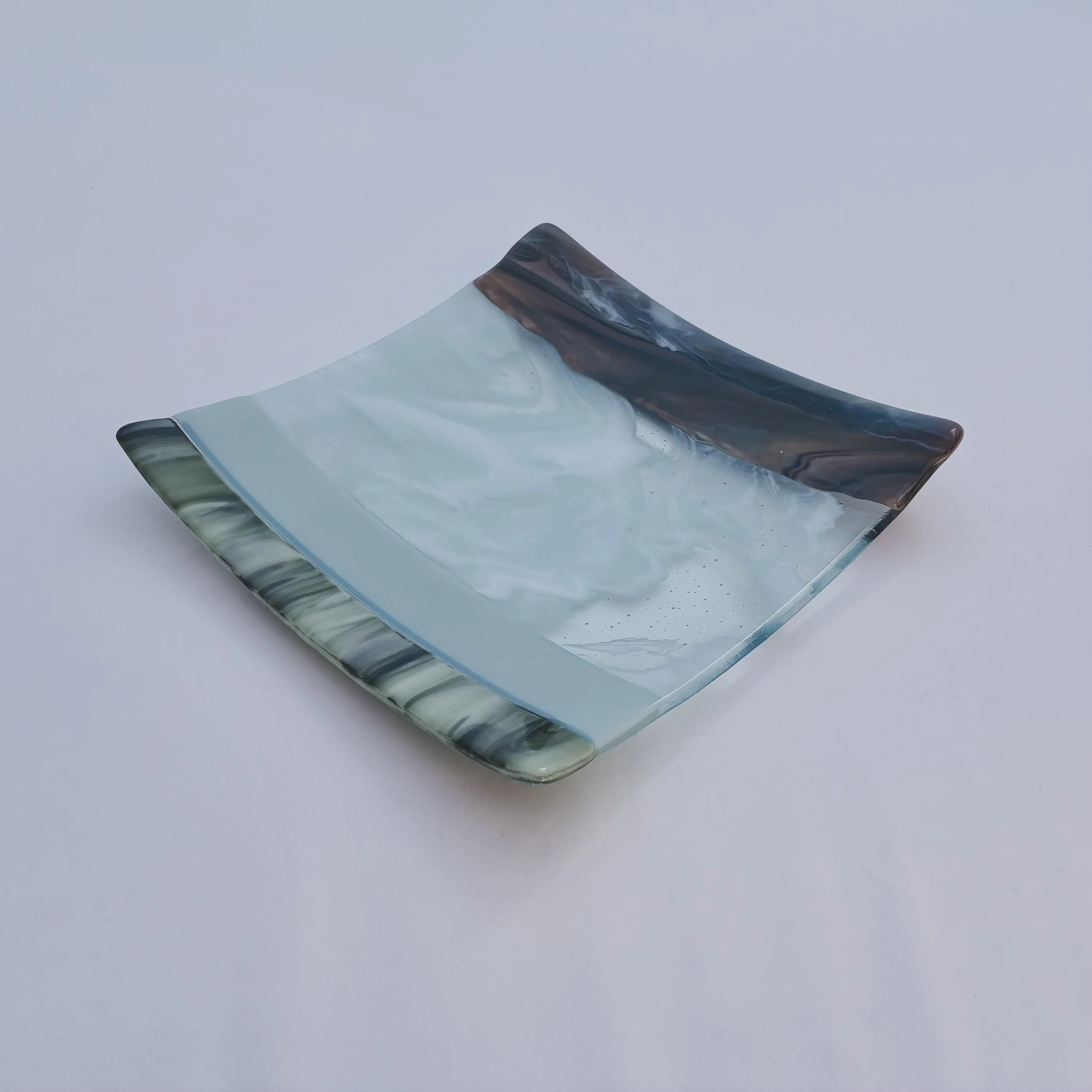 53 - CEREMONIAL  GLASS  PLATE 10" x 10" Food Safe