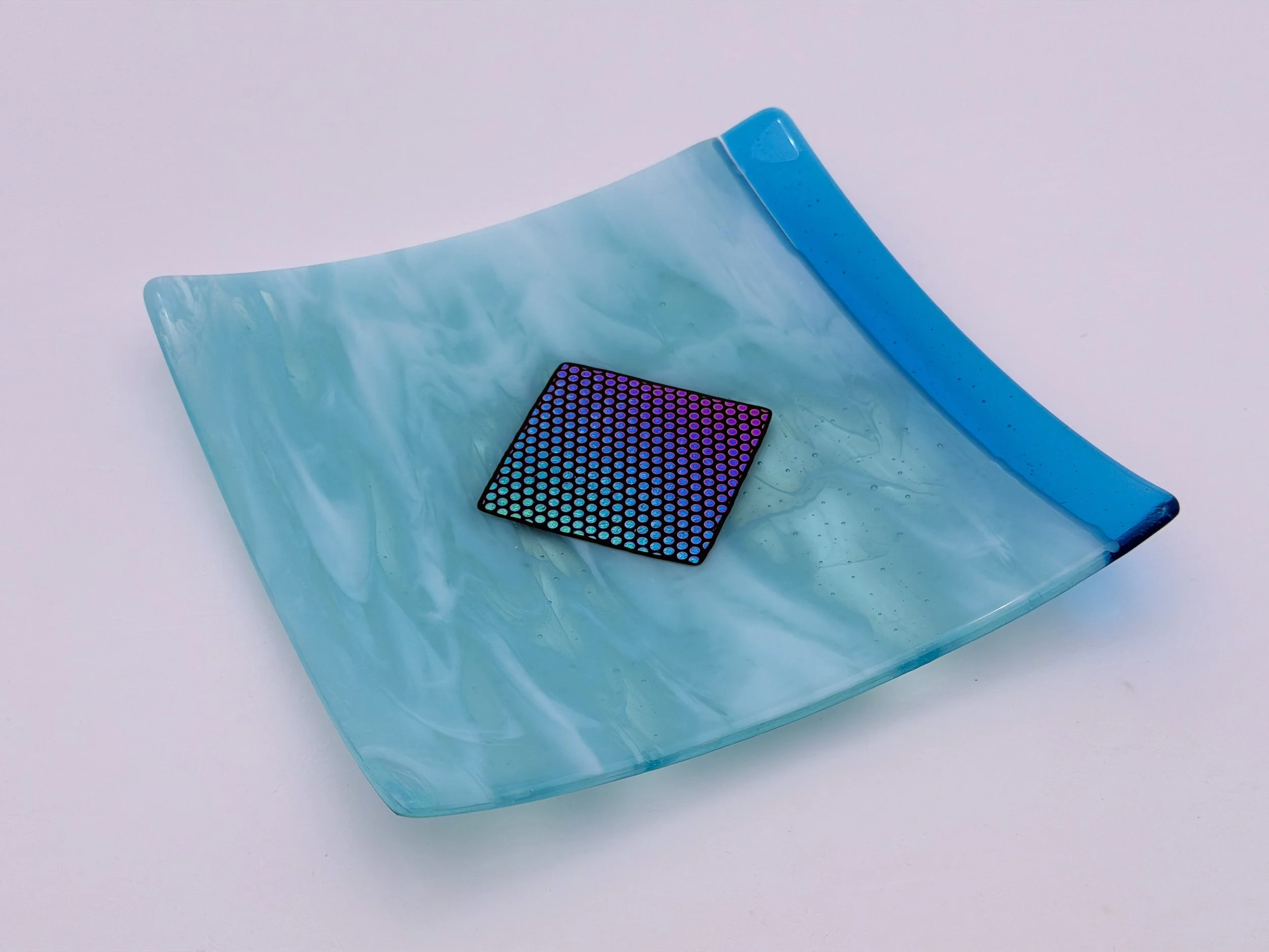 5 - GLASS PLATTER,  12"x 12"  Decorative