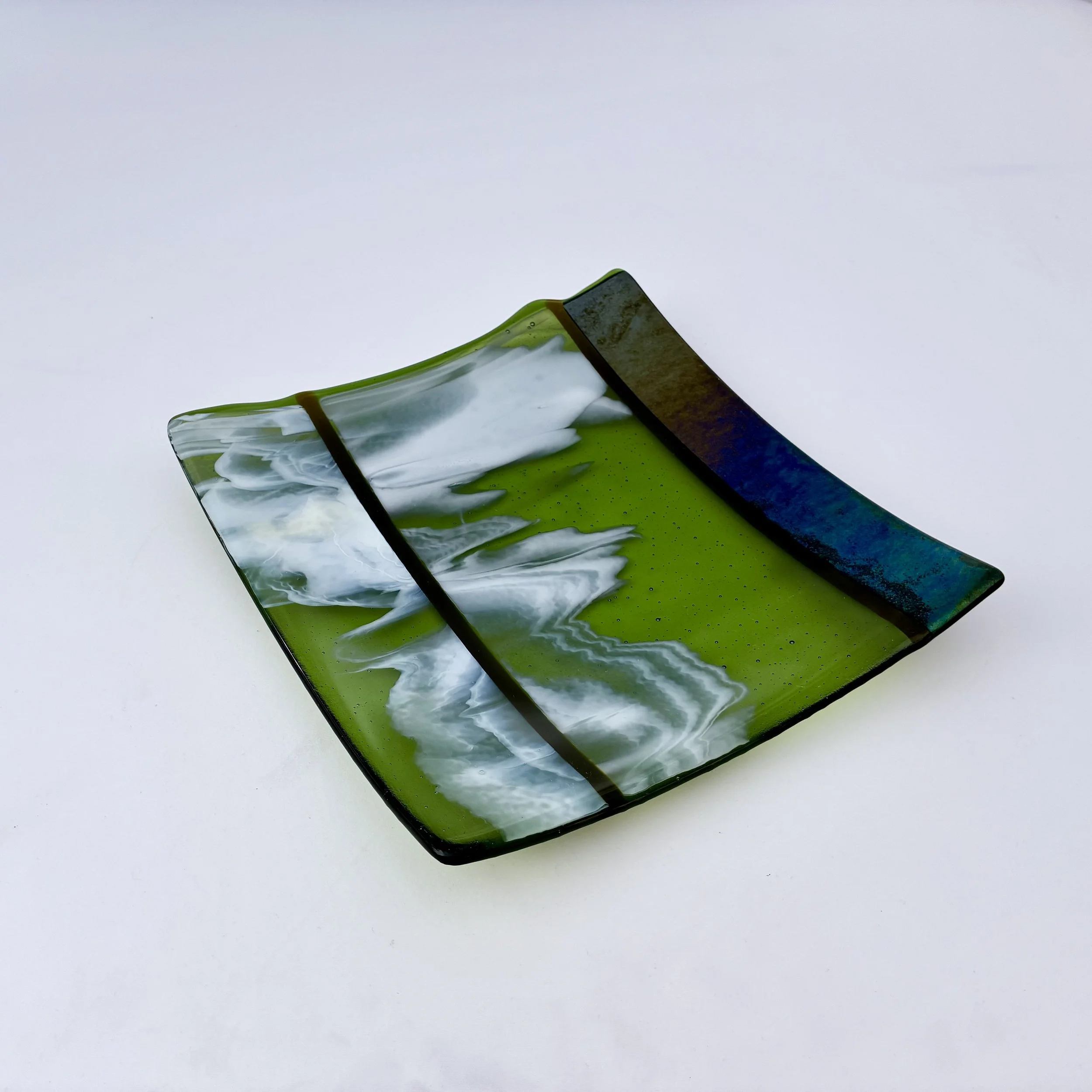 35 - CEREMONIAL  GLASS  PLATE  10" x 10" Food Safe