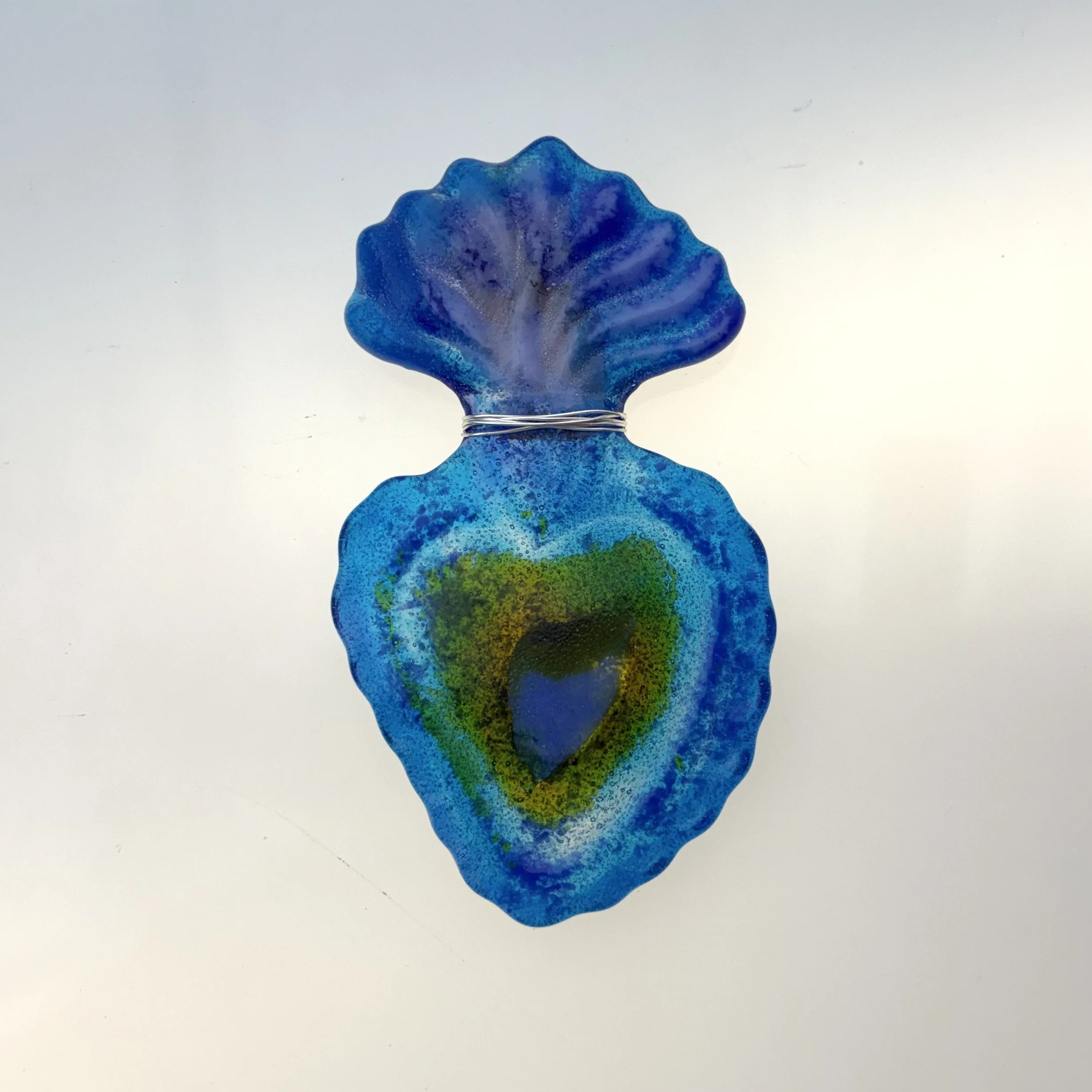 6 - Heart ~ glass + silver wire for hanging