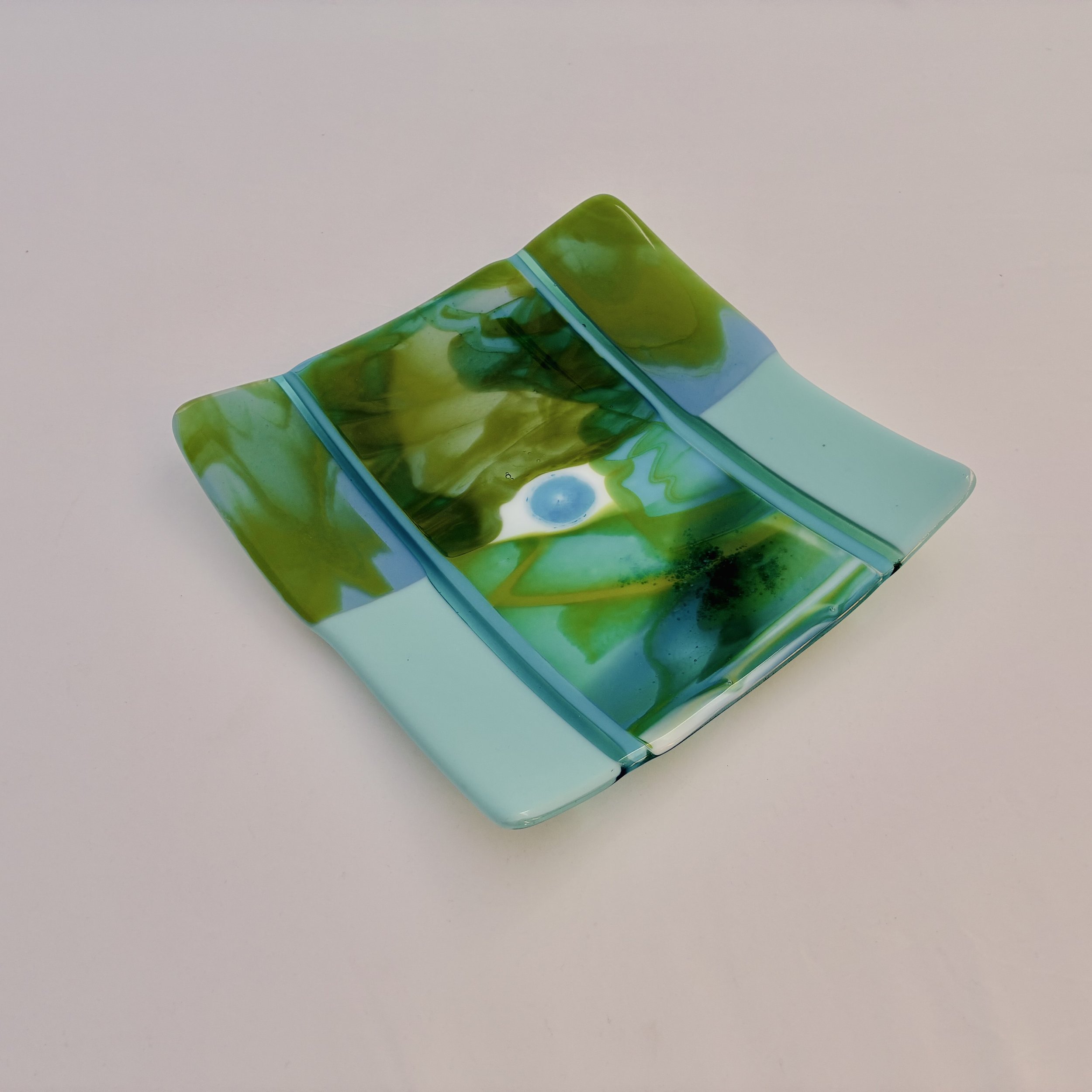 55 - CEREMONIAL  GLASS  PLATE 10" x 10" Food Safe