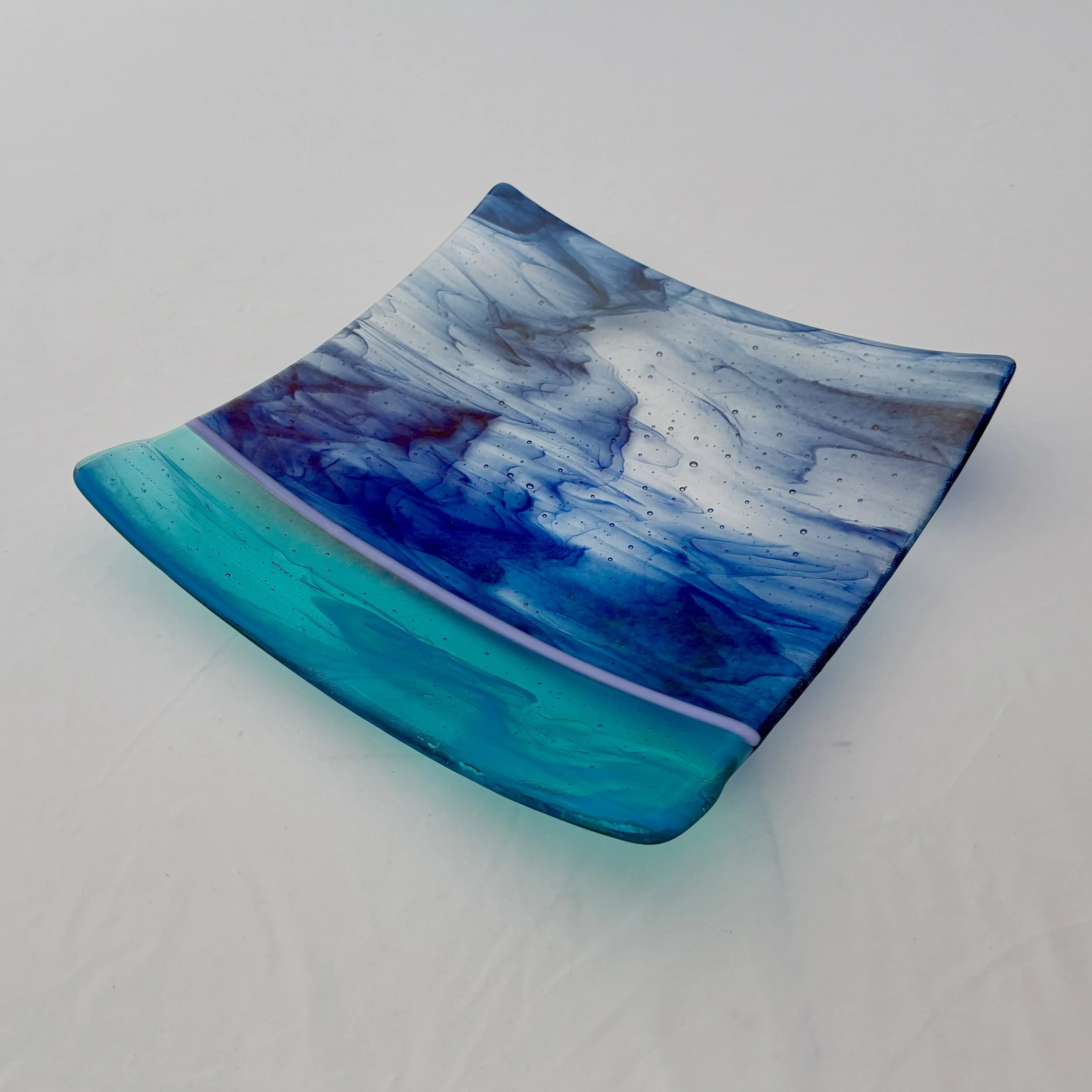 33 - CEREMONIAL  GLASS  PLATE 10" x 10" Food Safe